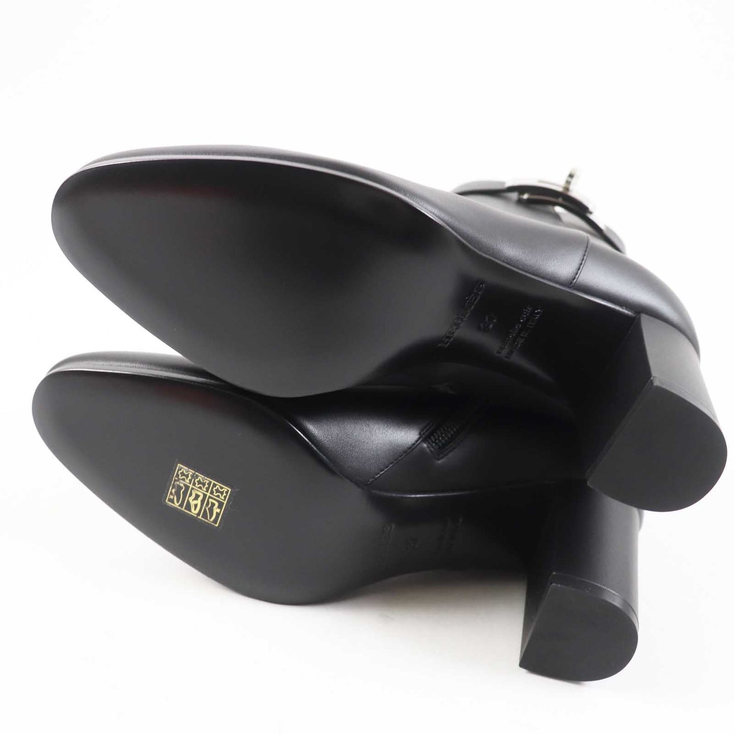 HERMES short boots leather black Saint Germain 37