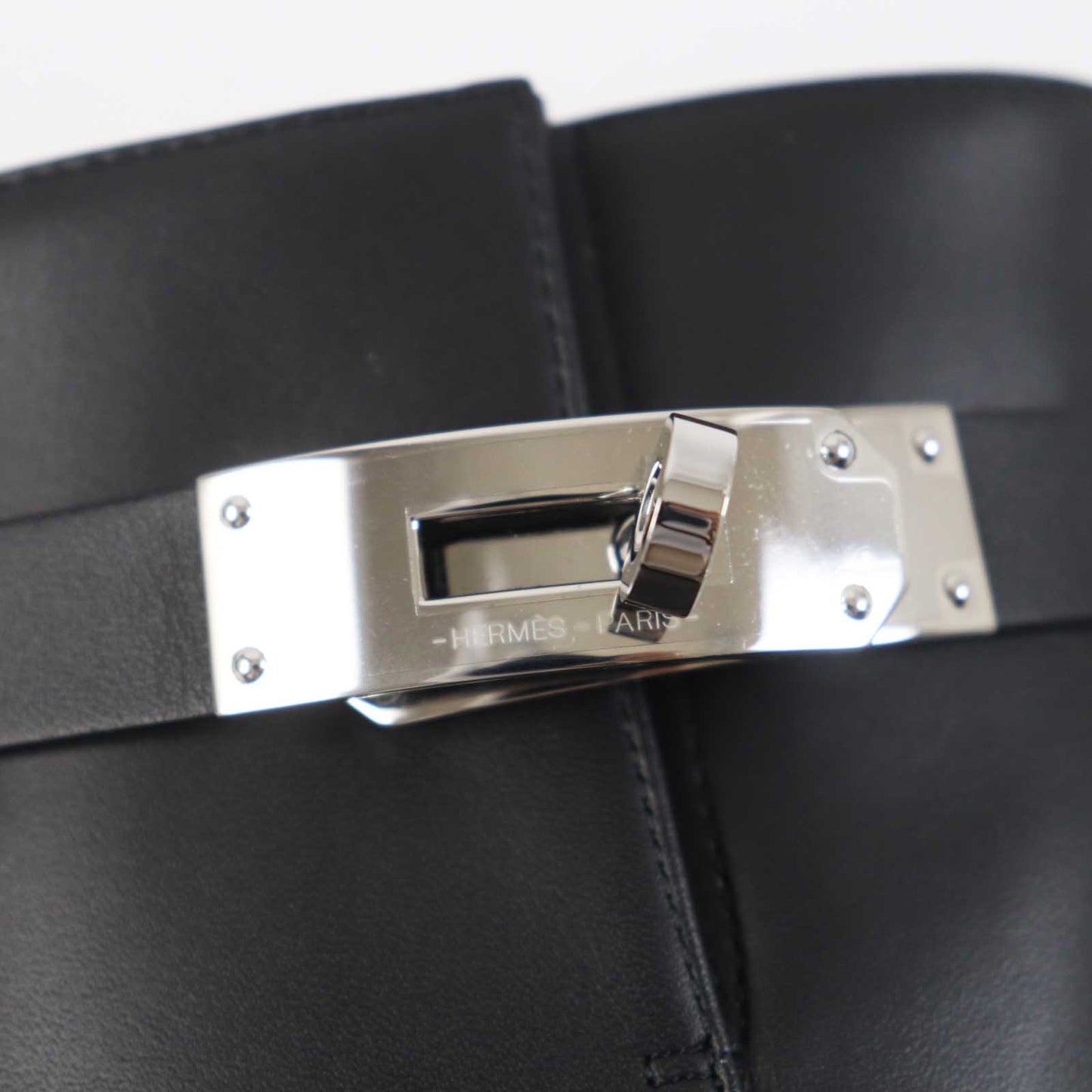 HERMES short boots leather black Saint Germain 37