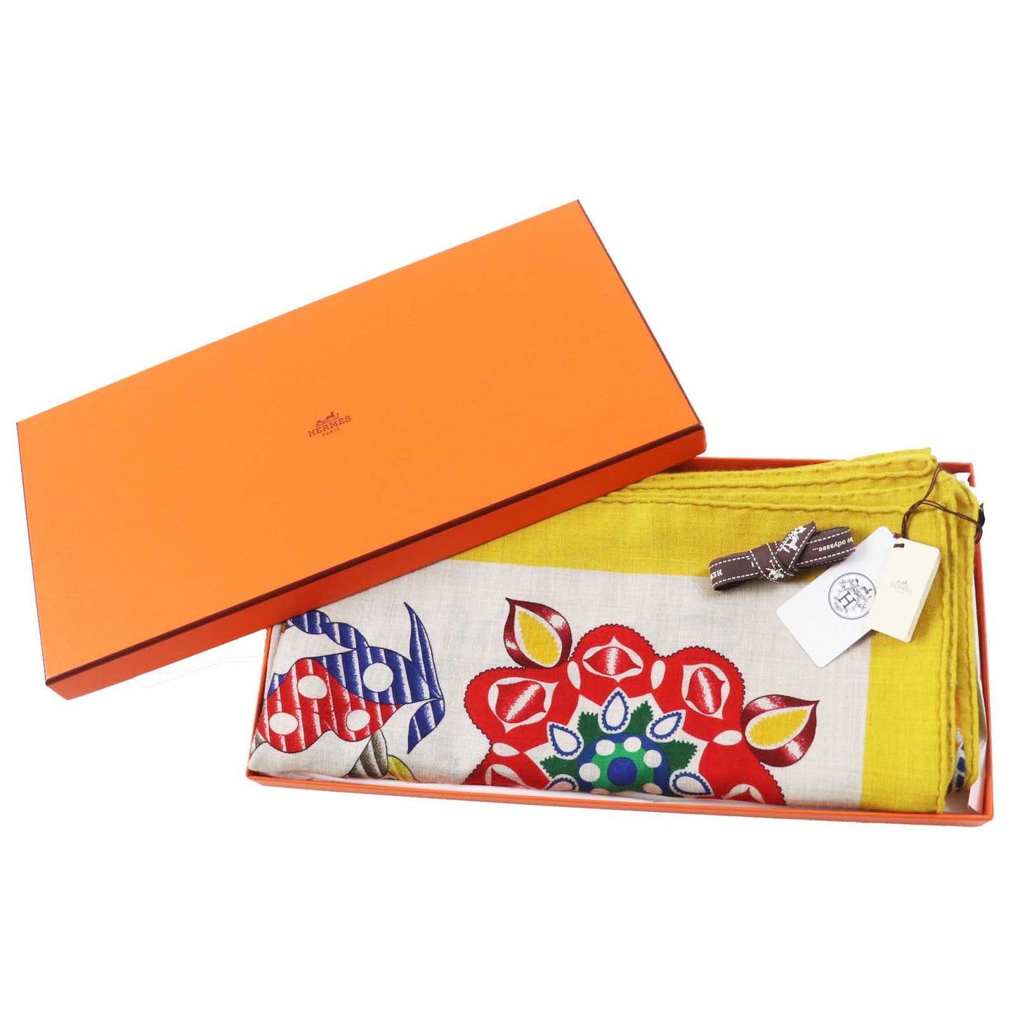 HERMES Stall cashmere multicolor Carre140 En Attendant Ulysse Waiting for Odysseus