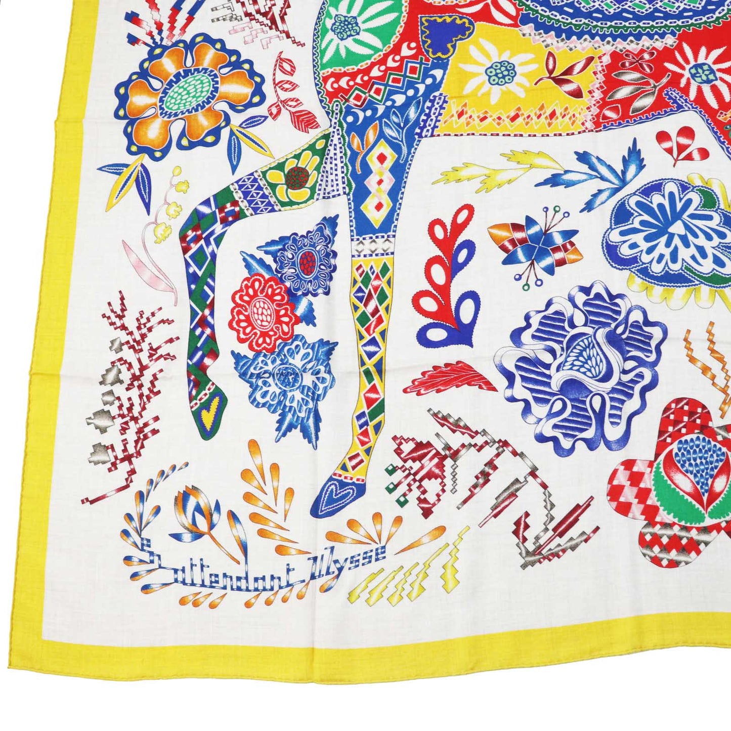 HERMES Stall cashmere multicolor Carre140 En Attendant Ulysse Waiting for Odysseus