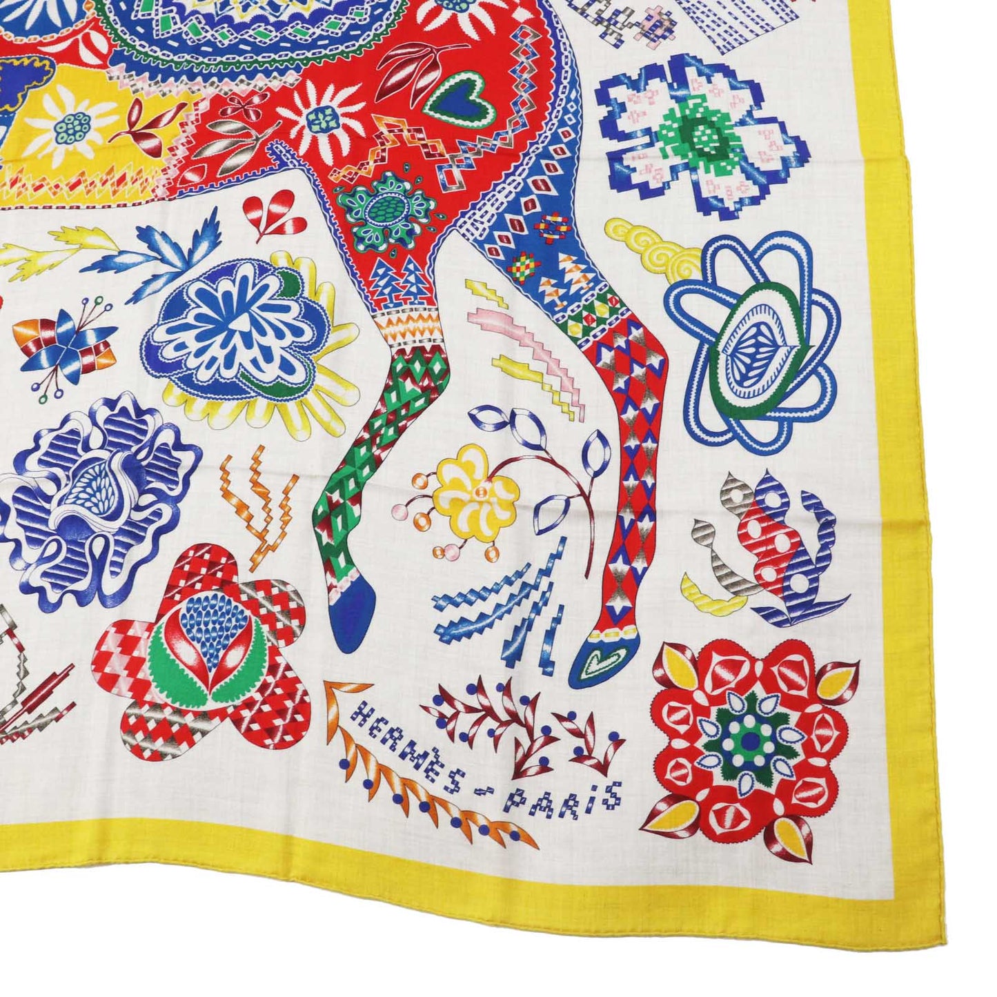 HERMES Stall cashmere multicolor Carre140 En Attendant Ulysse Waiting for Odysseus