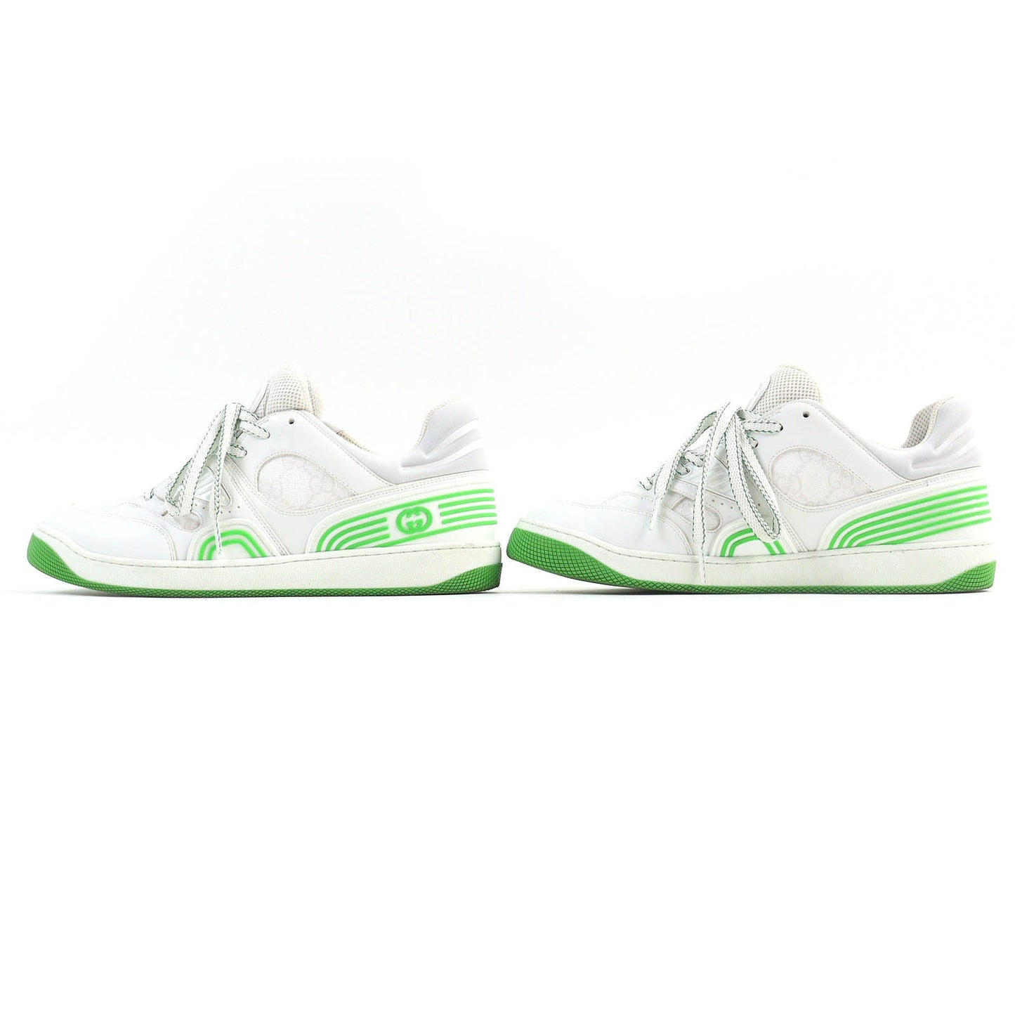 GUCCI Low cut sneakers 700290 leather White green basket 7