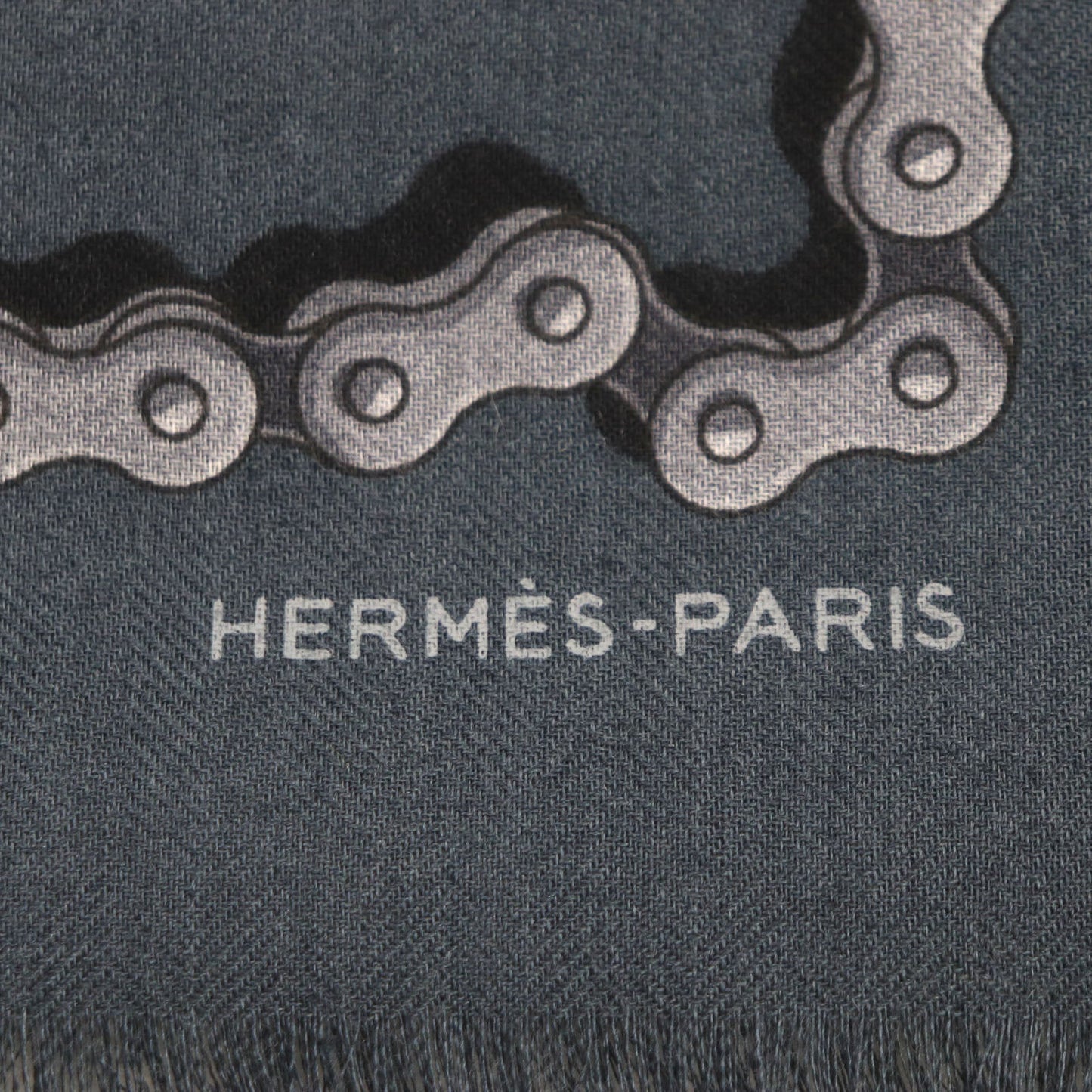 HERMES shawl cashmere Navy Cheval Dechaine