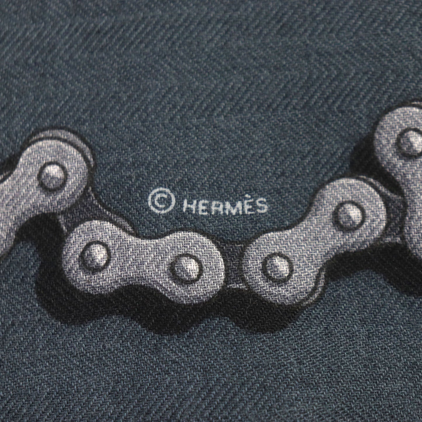 HERMES shawl cashmere Navy Cheval Dechaine