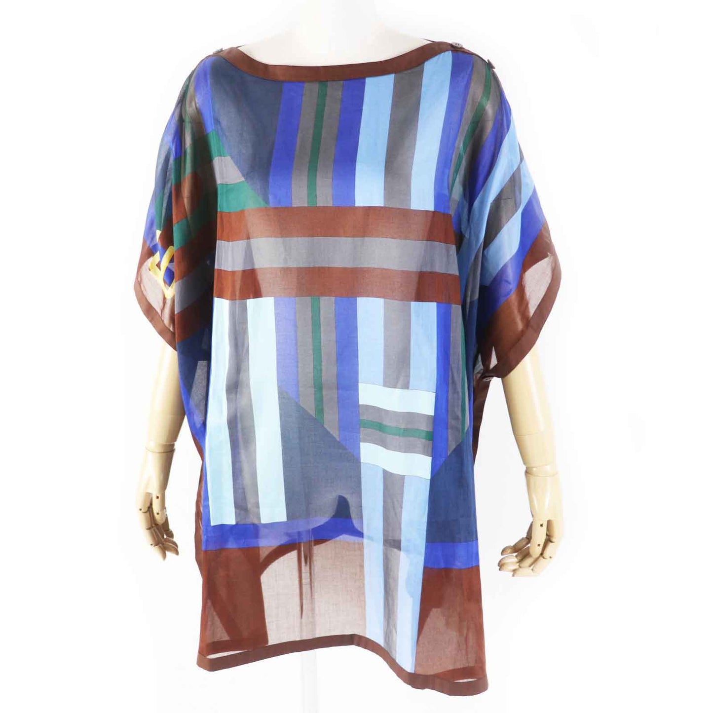 HERMES Tunic cotton BLUE／OCEAN SANGLES EN ZIGZAG TU