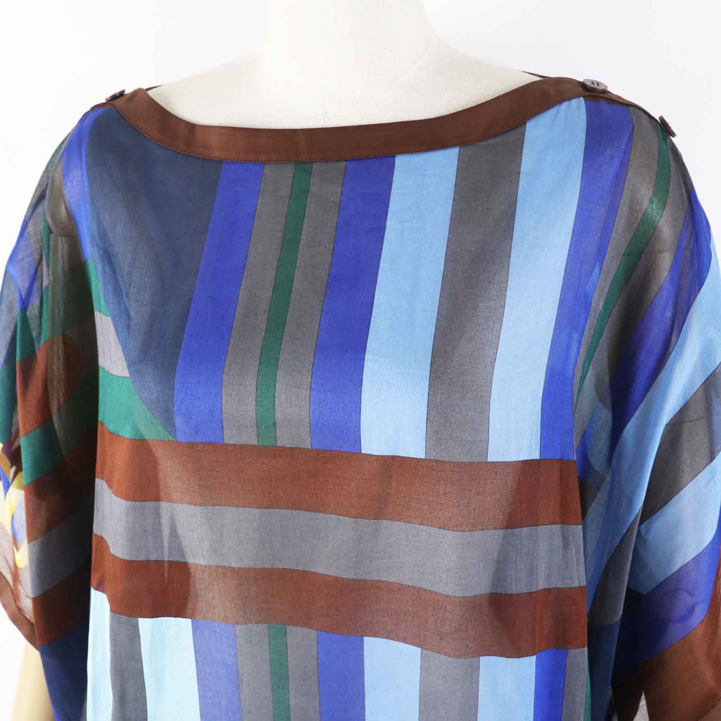 HERMES Tunic cotton BLUE／OCEAN SANGLES EN ZIGZAG TU