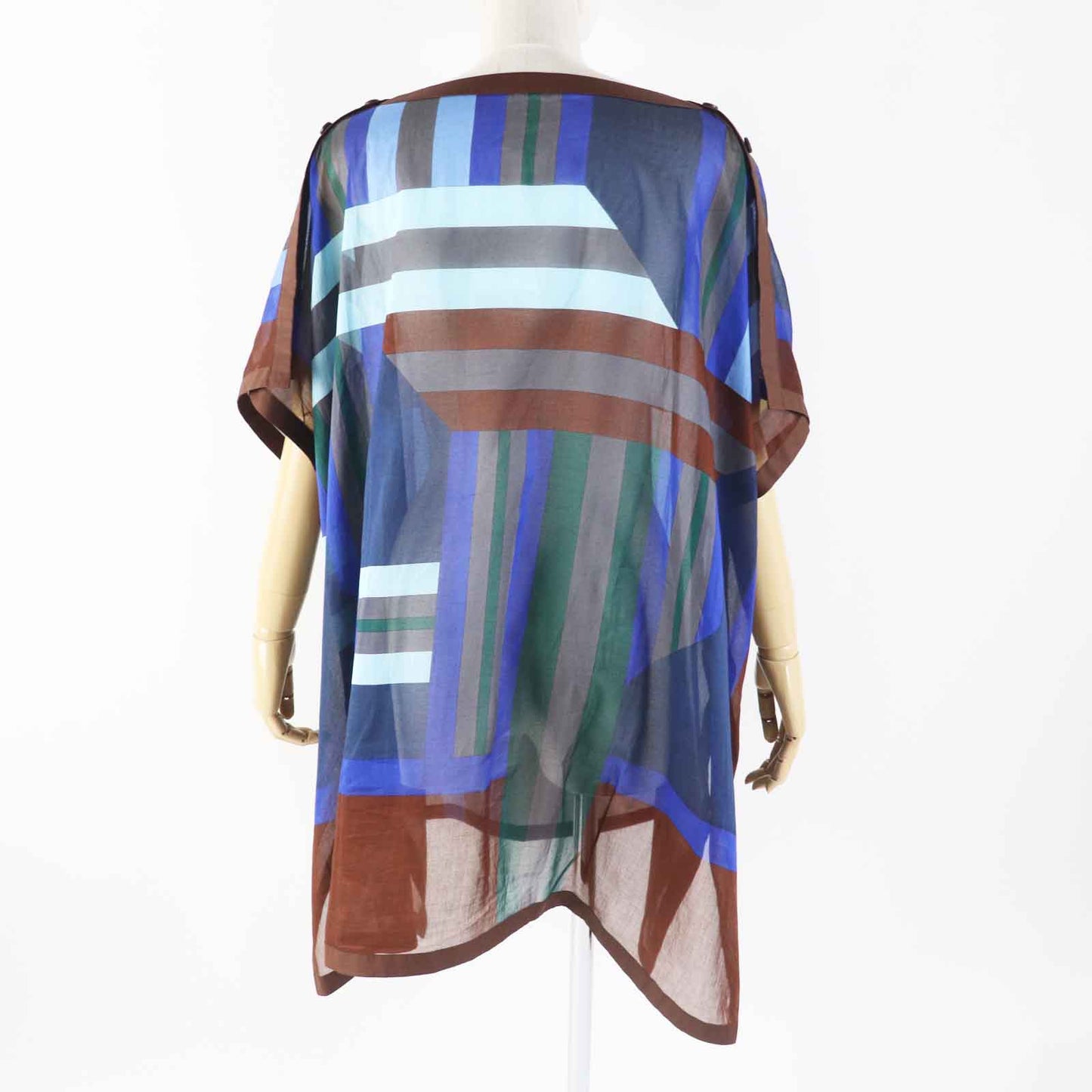 HERMES Tunic cotton BLUE／OCEAN SANGLES EN ZIGZAG TU
