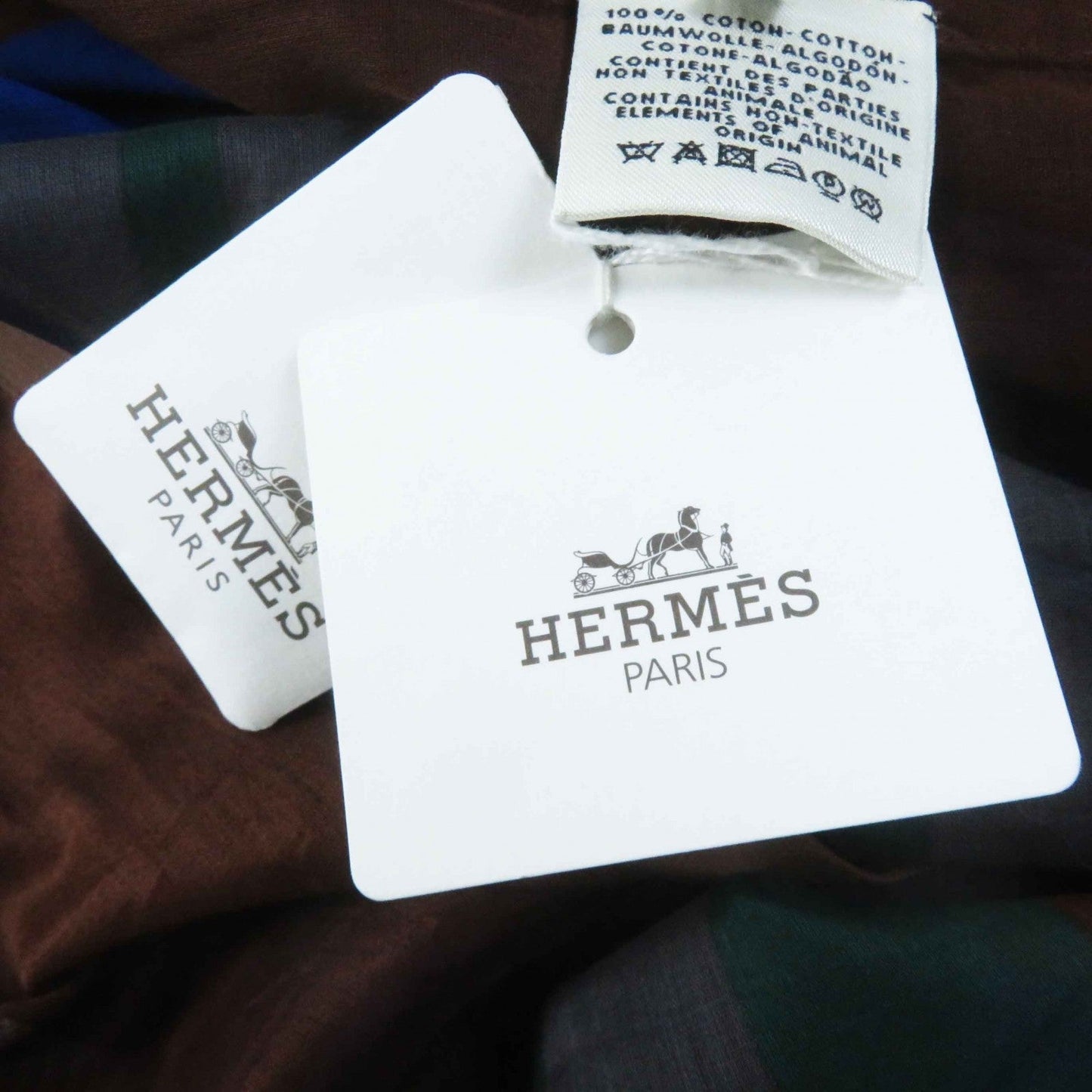 HERMES Tunic cotton BLUE／OCEAN SANGLES EN ZIGZAG TU