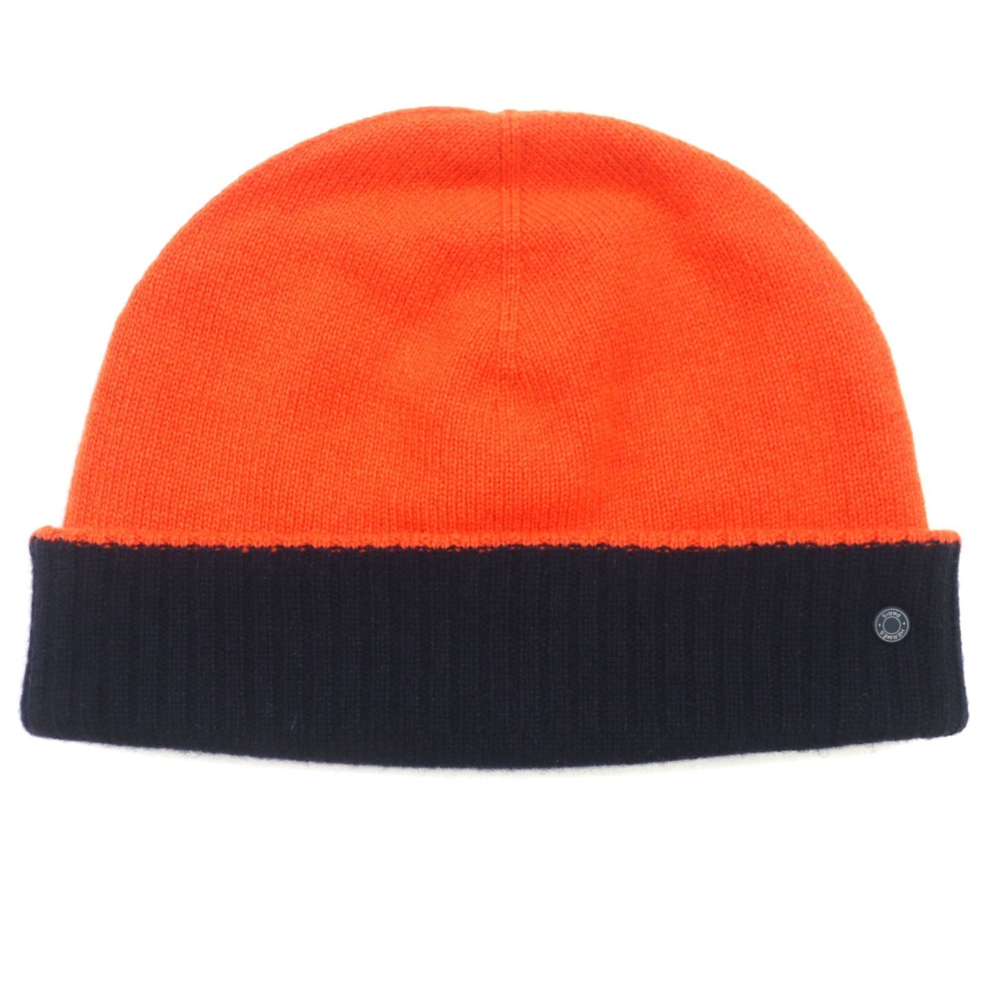 HERMES Knit cap H232074N cashmere Orange navy Hugo M