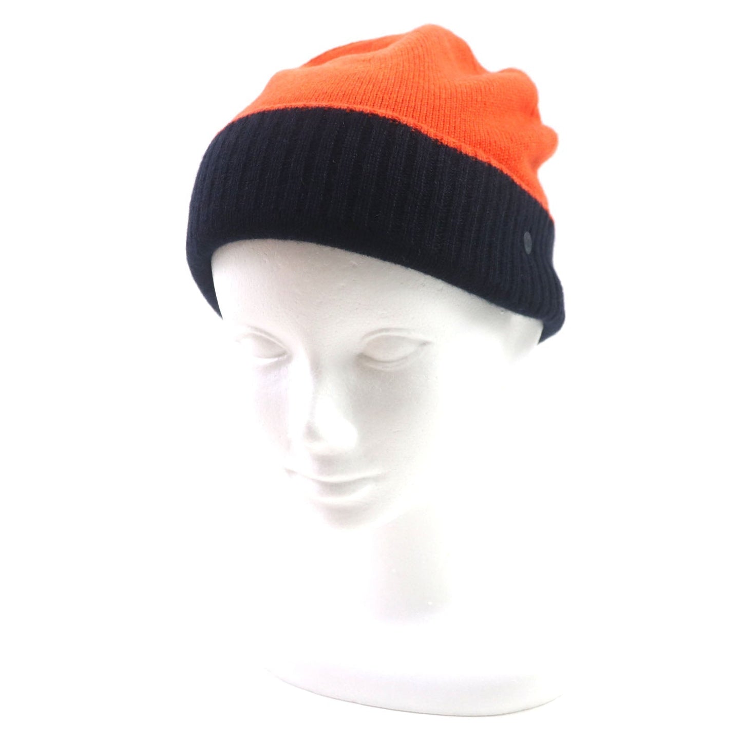 HERMES Knit cap H232074N cashmere Orange navy Hugo M