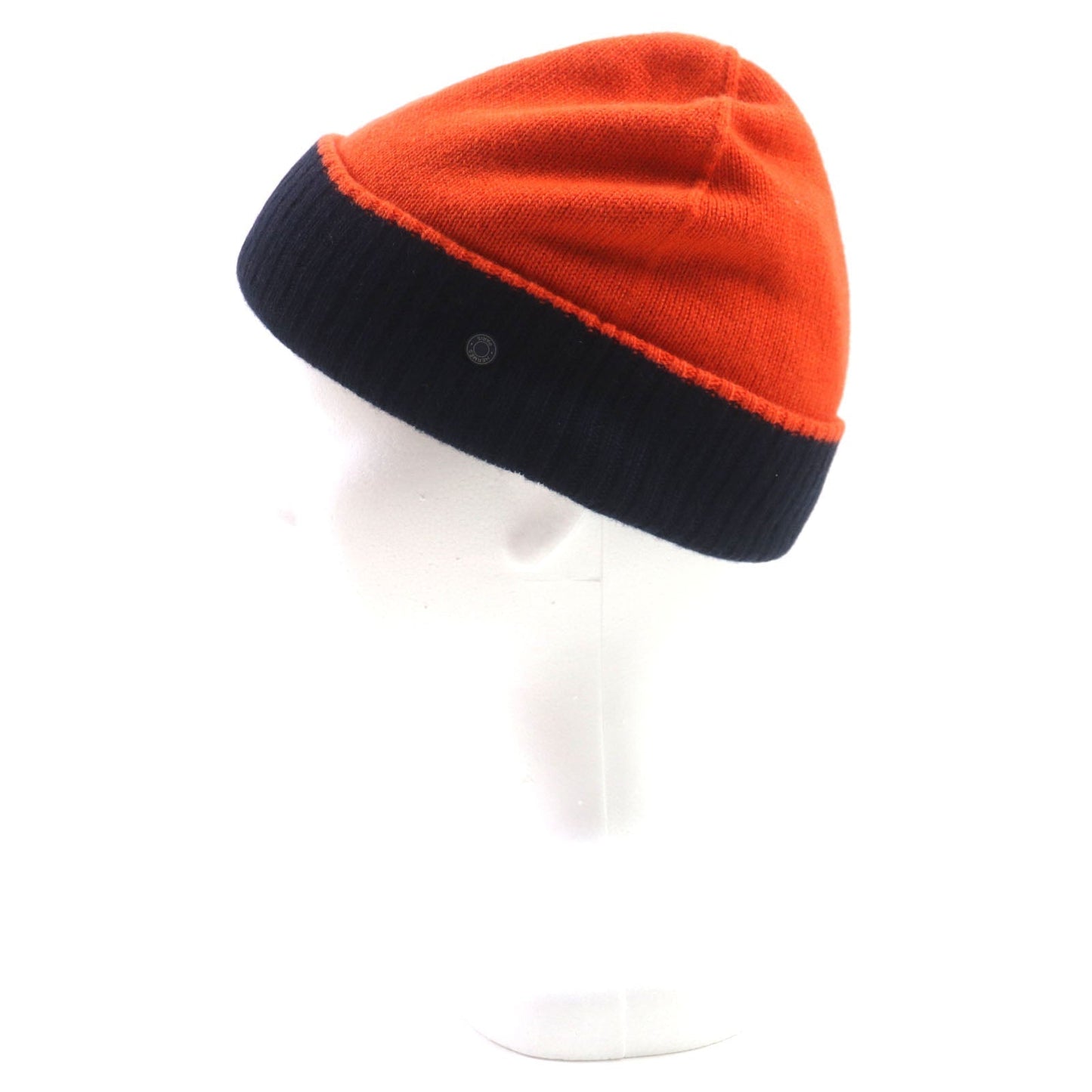 HERMES Knit cap H232074N cashmere Orange navy Hugo M