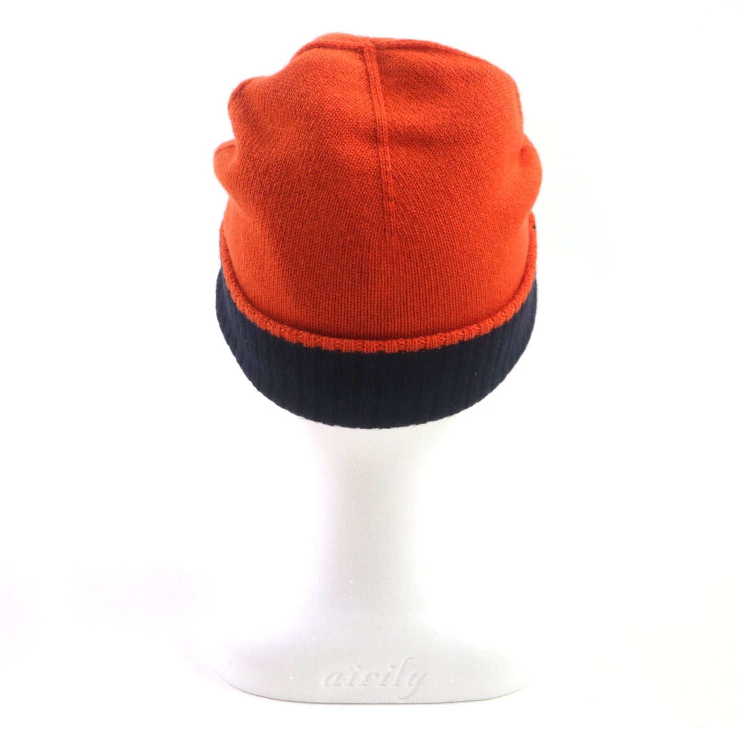 HERMES Knit cap H232074N cashmere Orange navy Hugo M