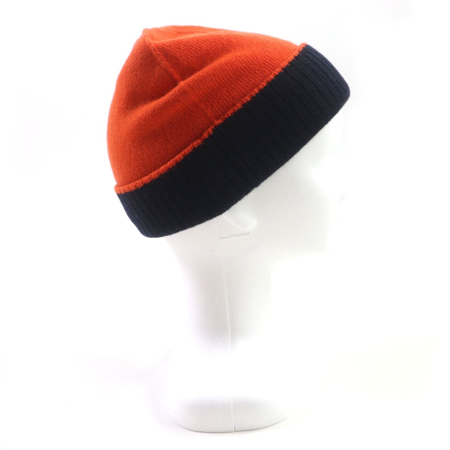 HERMES Knit cap H232074N cashmere Orange navy Hugo M