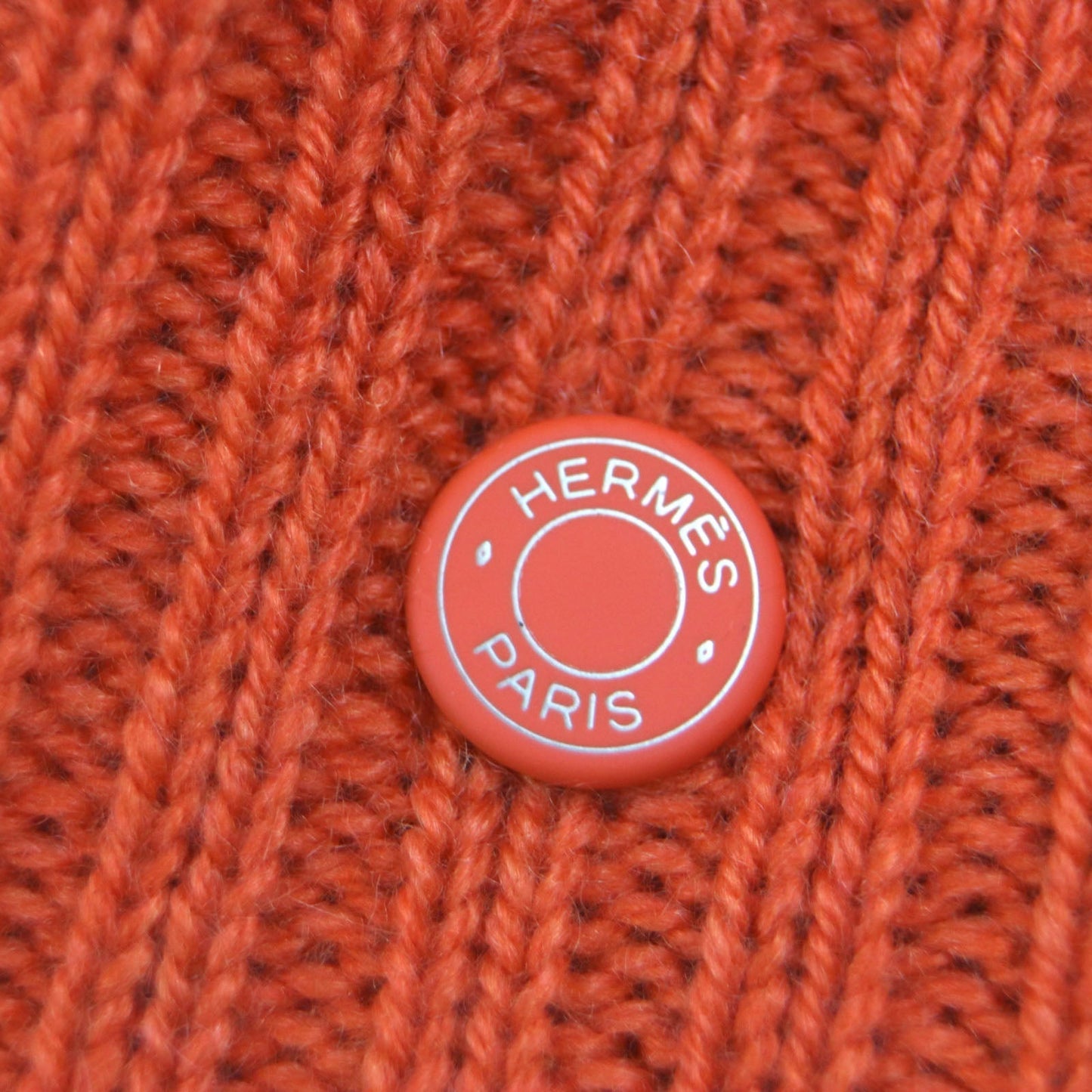 HERMES Knit cap H232074N cashmere Orange navy Hugo M
