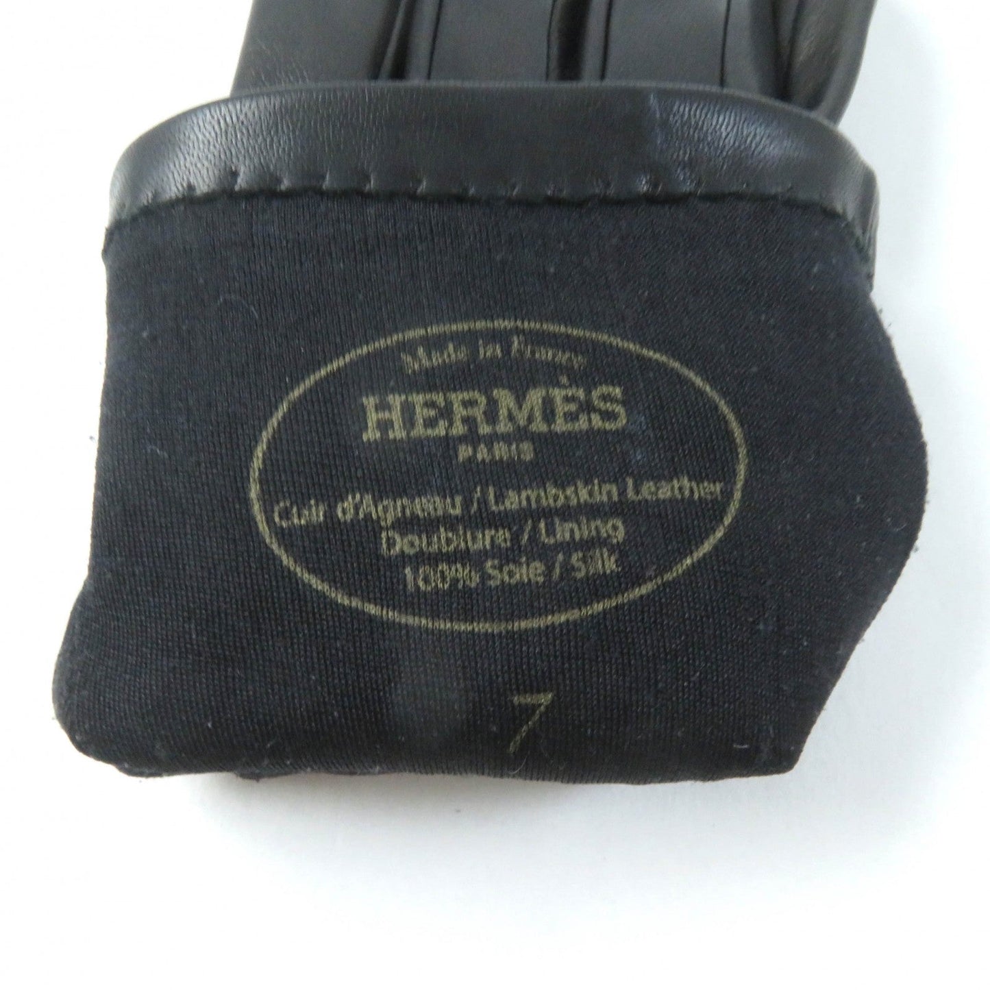 HERMES gloves Lamb leather black 7