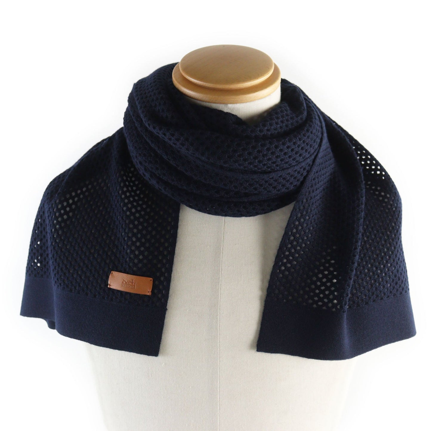 HERMES Stall cashmere Navy Maille fillet