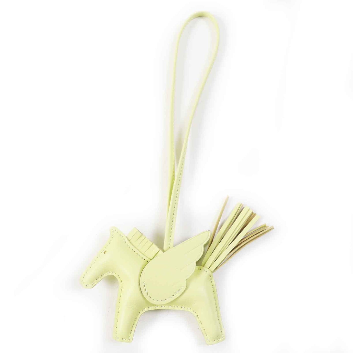 HERMES Bag charm Anjou Miro Vous Swift Light yellow Rodeo Charm Pegasus PM
