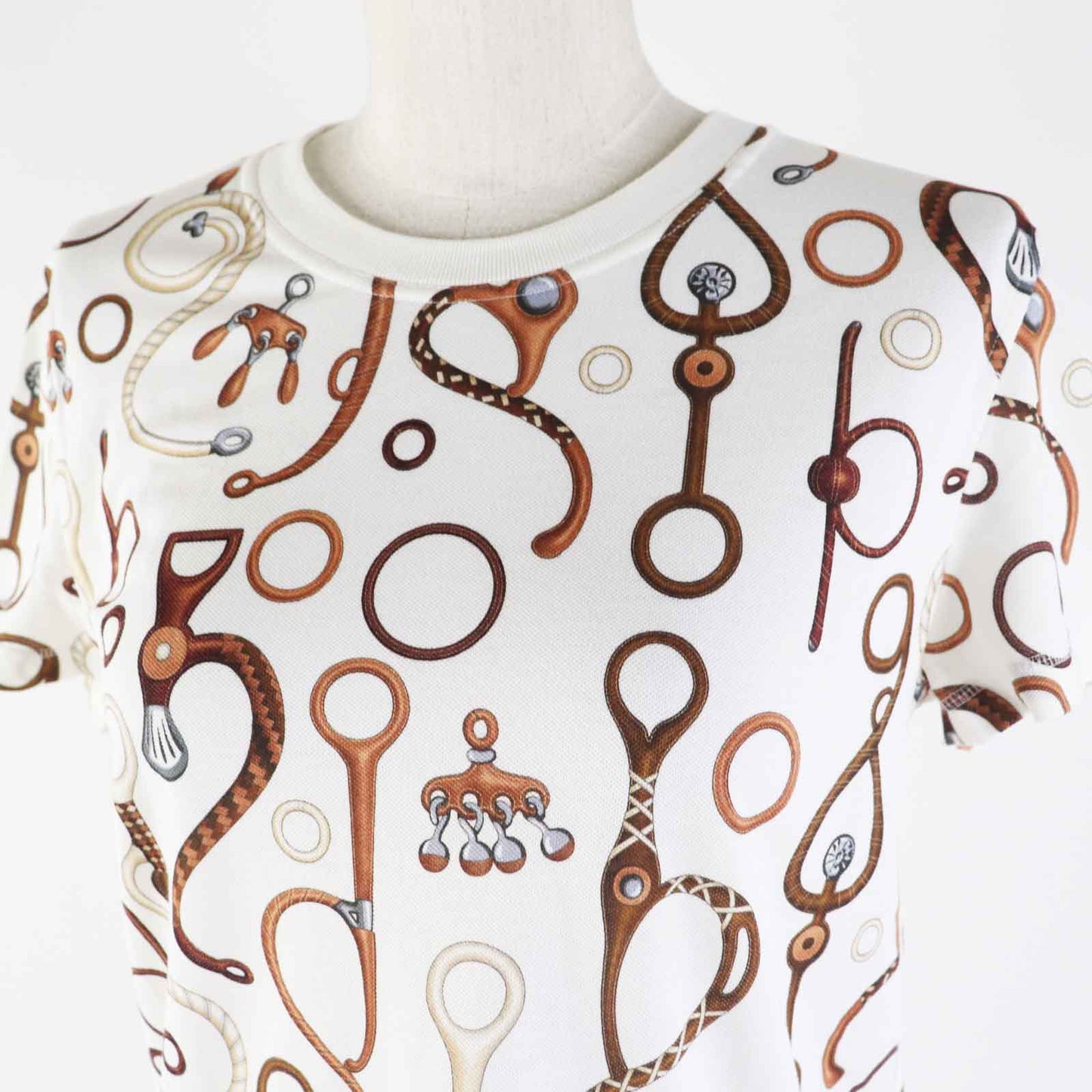 HERMES Short sleeve T-shirt 4E4632DN cotton White Brown type Panoplie Tout Cuir Jersey 36