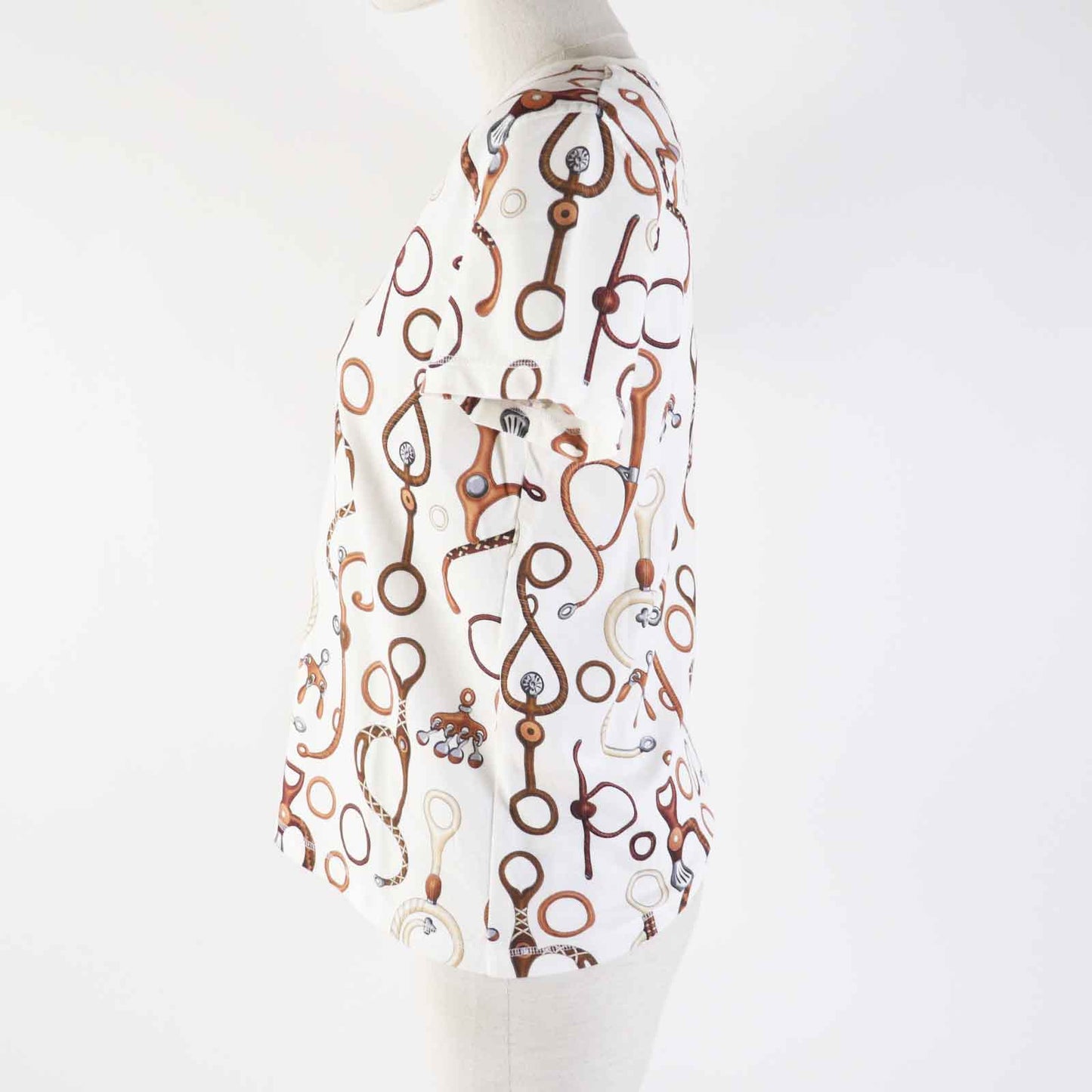 HERMES Short sleeve T-shirt 4E4632DN cotton White Brown type Panoplie Tout Cuir Jersey 36