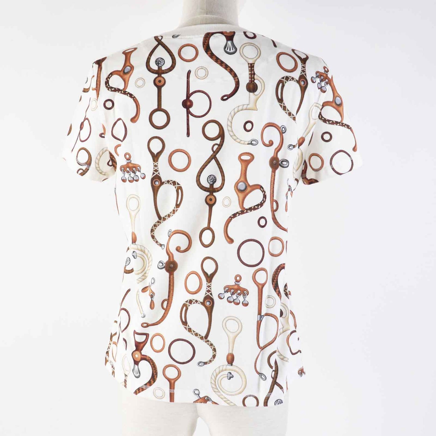 HERMES Short sleeve T-shirt 4E4632DN cotton White Brown type Panoplie Tout Cuir Jersey 36