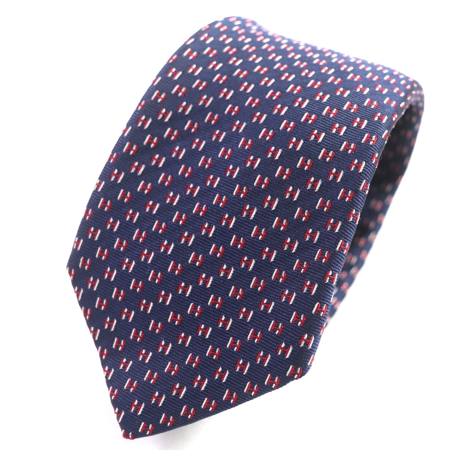 HERMES tie 339320T silk MARINE/ROUGE/BLANC H Flamboyant Web