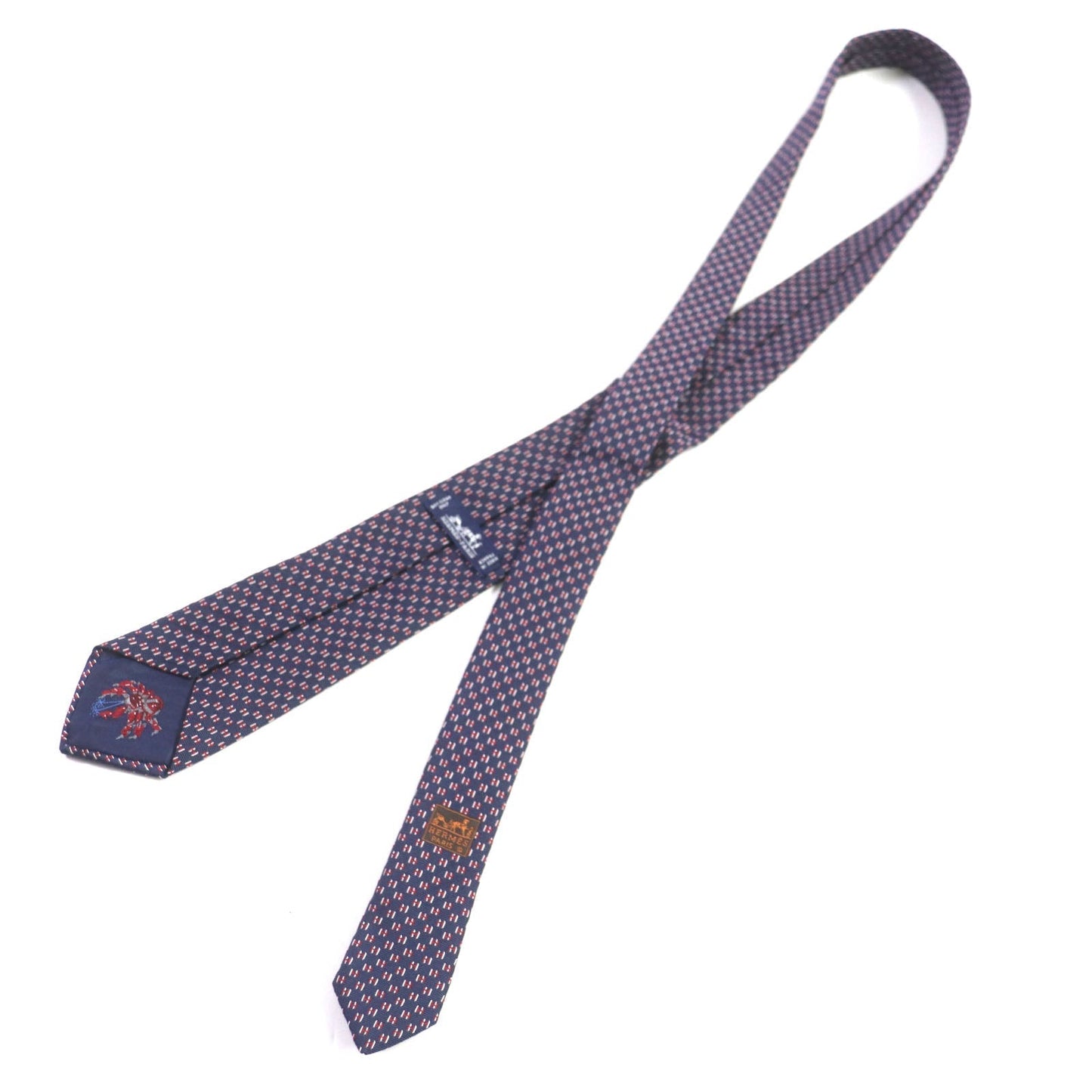 HERMES tie 339320T silk MARINE/ROUGE/BLANC H Flamboyant Web