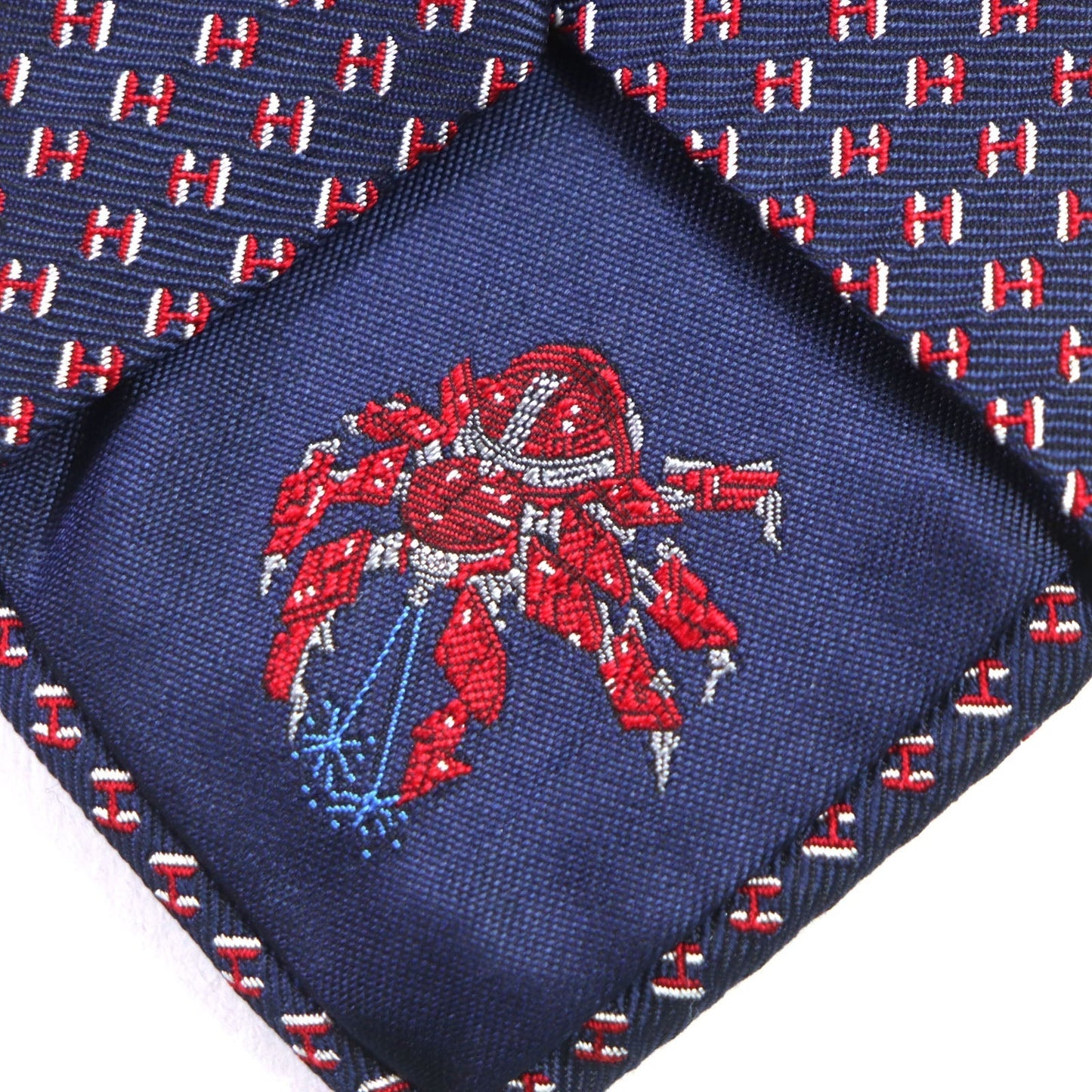 HERMES tie 339320T silk MARINE/ROUGE/BLANC H Flamboyant Web