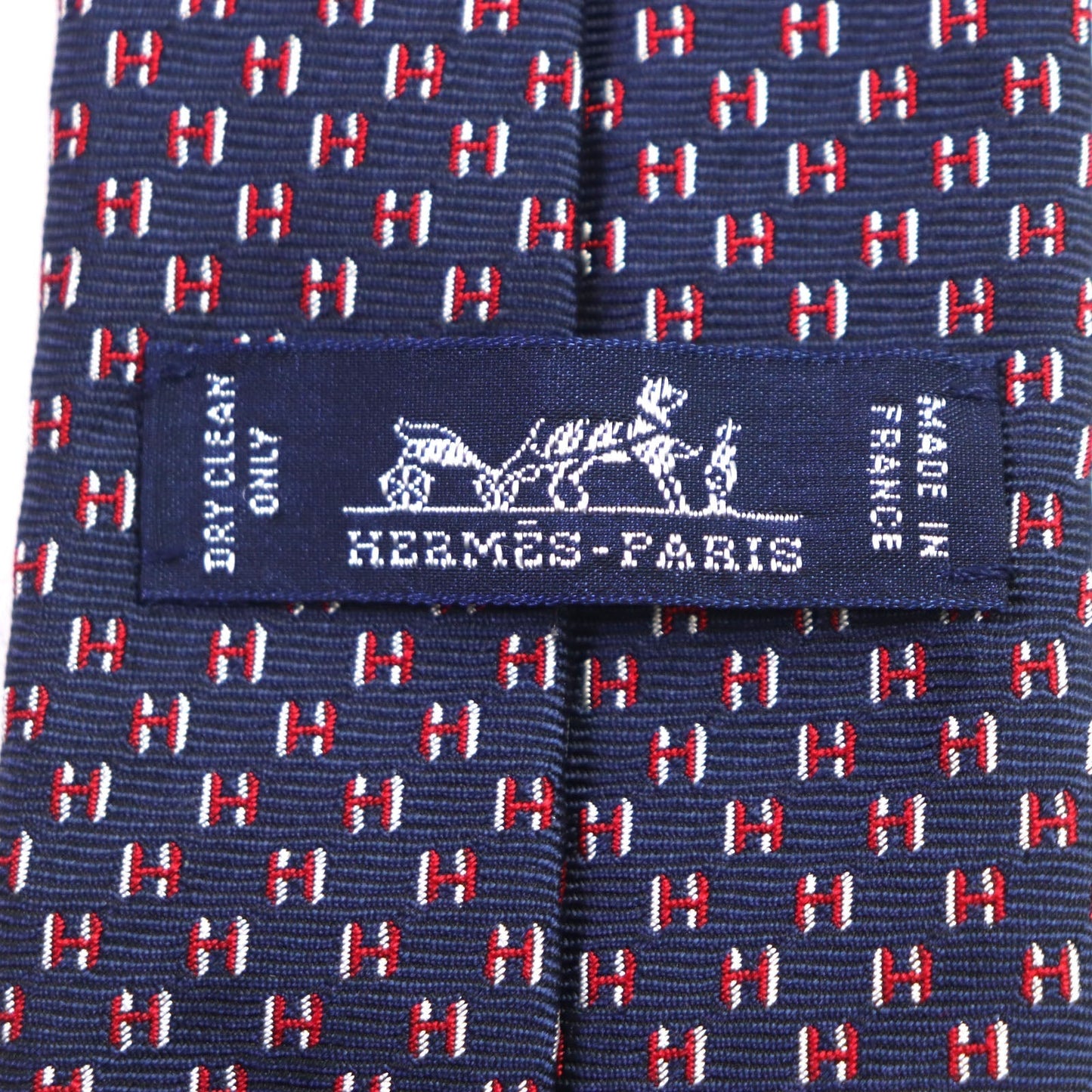 HERMES tie 339320T silk MARINE/ROUGE/BLANC H Flamboyant Web