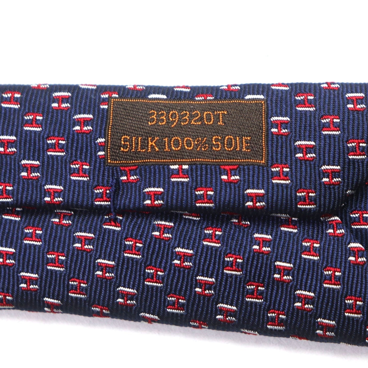 HERMES tie 339320T silk MARINE/ROUGE/BLANC H Flamboyant Web