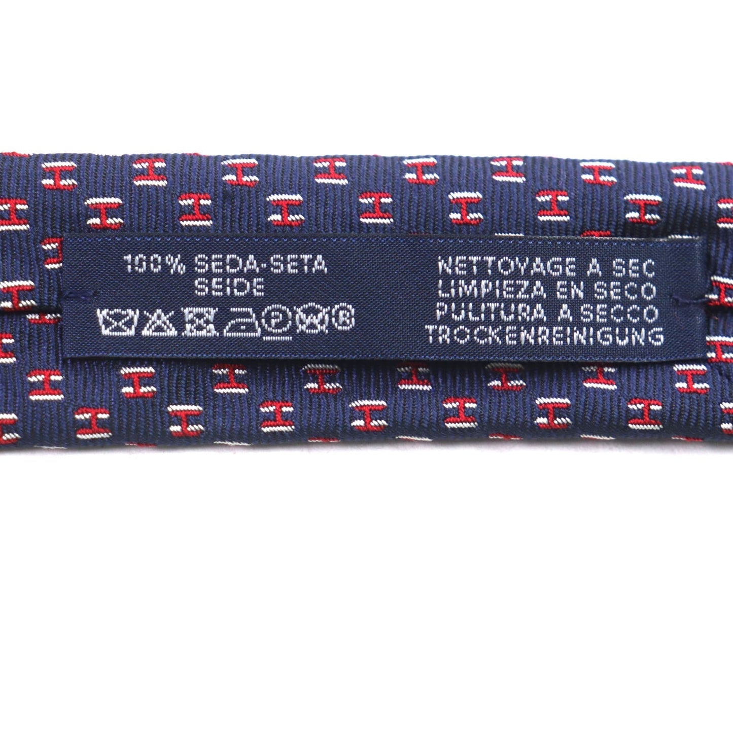 HERMES tie 339320T silk MARINE/ROUGE/BLANC H Flamboyant Web