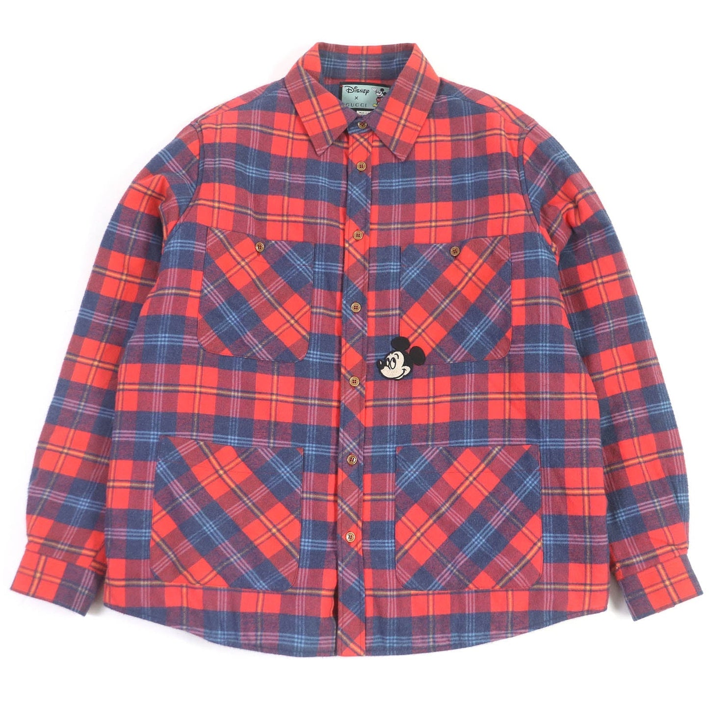 GUCCI Long sleeve shirt 591242 cotton multicolor DISNEY collaboration jacket Check Mickey patch 44