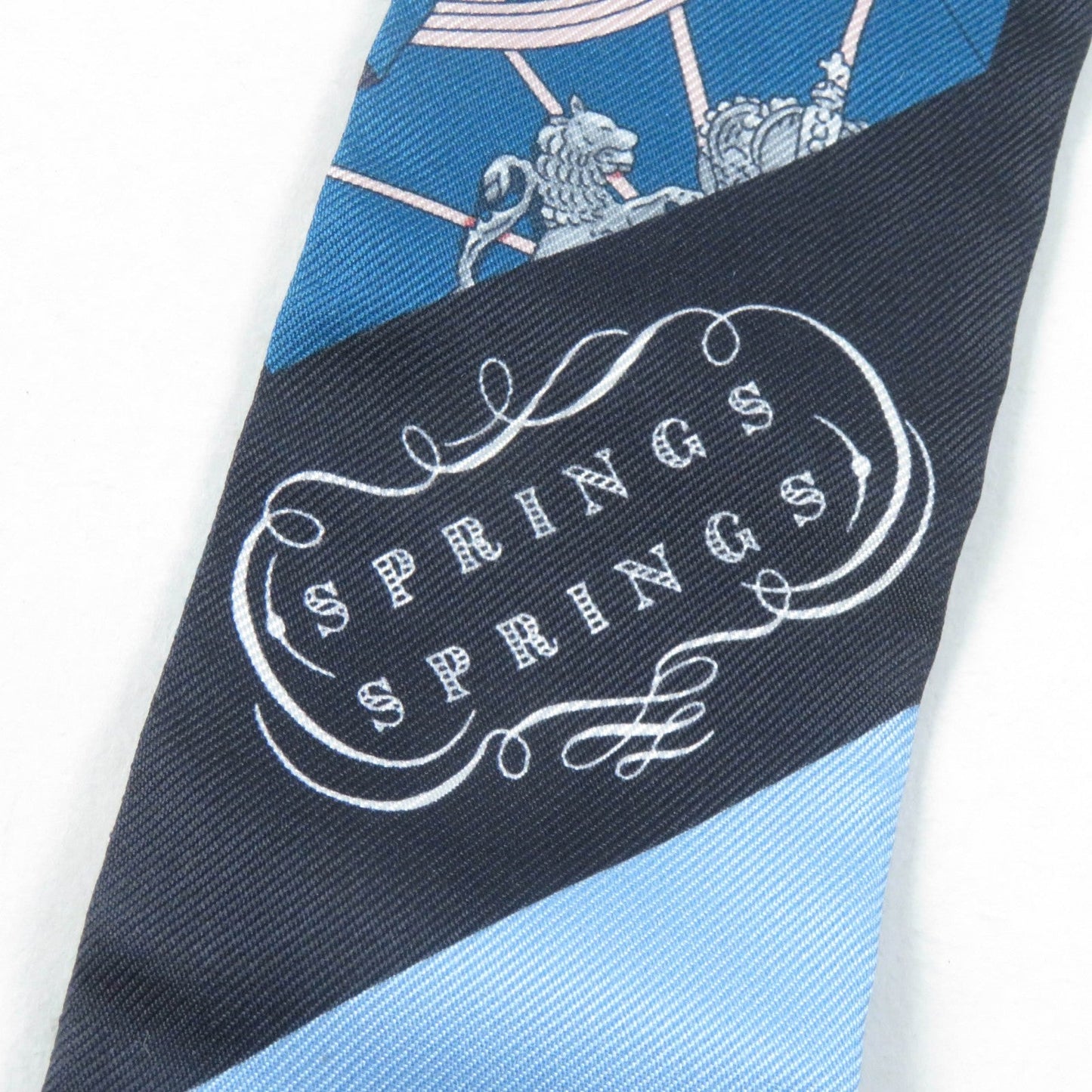 HERMES scarf silk BLEU/ROSE/VERT SPRINGS SPRINGS BAGUE