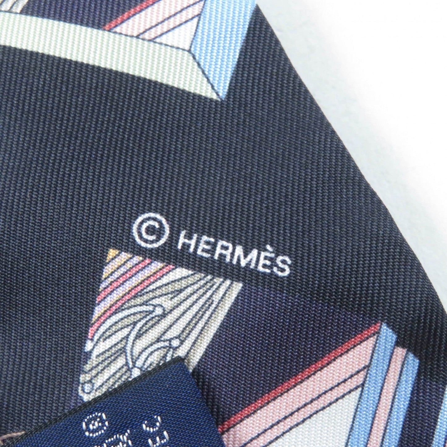 HERMES scarf silk BLEU/ROSE/VERT SPRINGS SPRINGS BAGUE