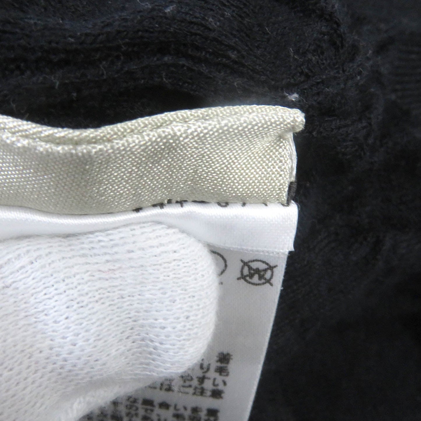HERMES Short sleeve knit wool Navy Jeu de points harnais S