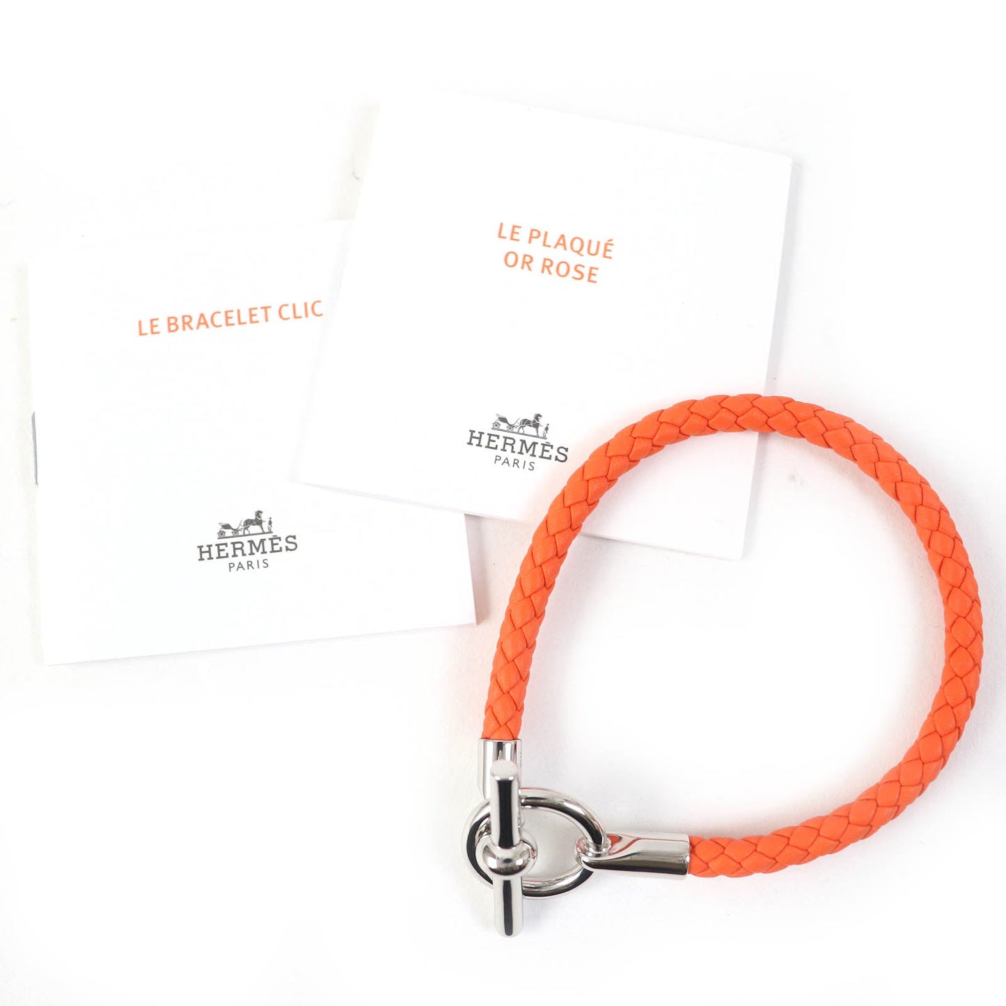 HERMES bracelet leather Orange Grenan