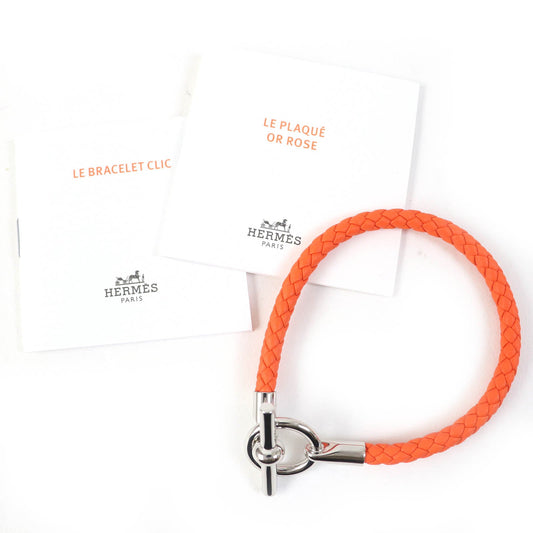 HERMES bracelet leather Orange Grenan