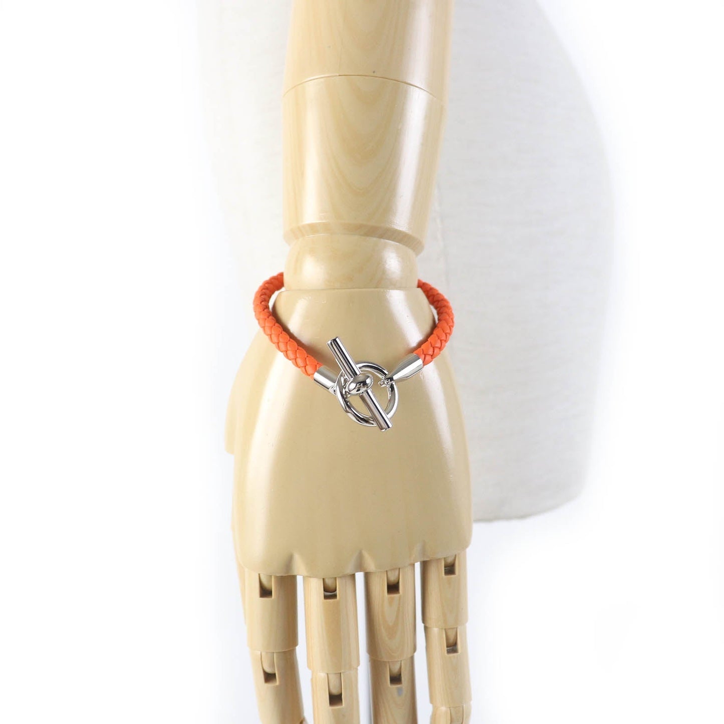 HERMES bracelet leather Orange Grenan