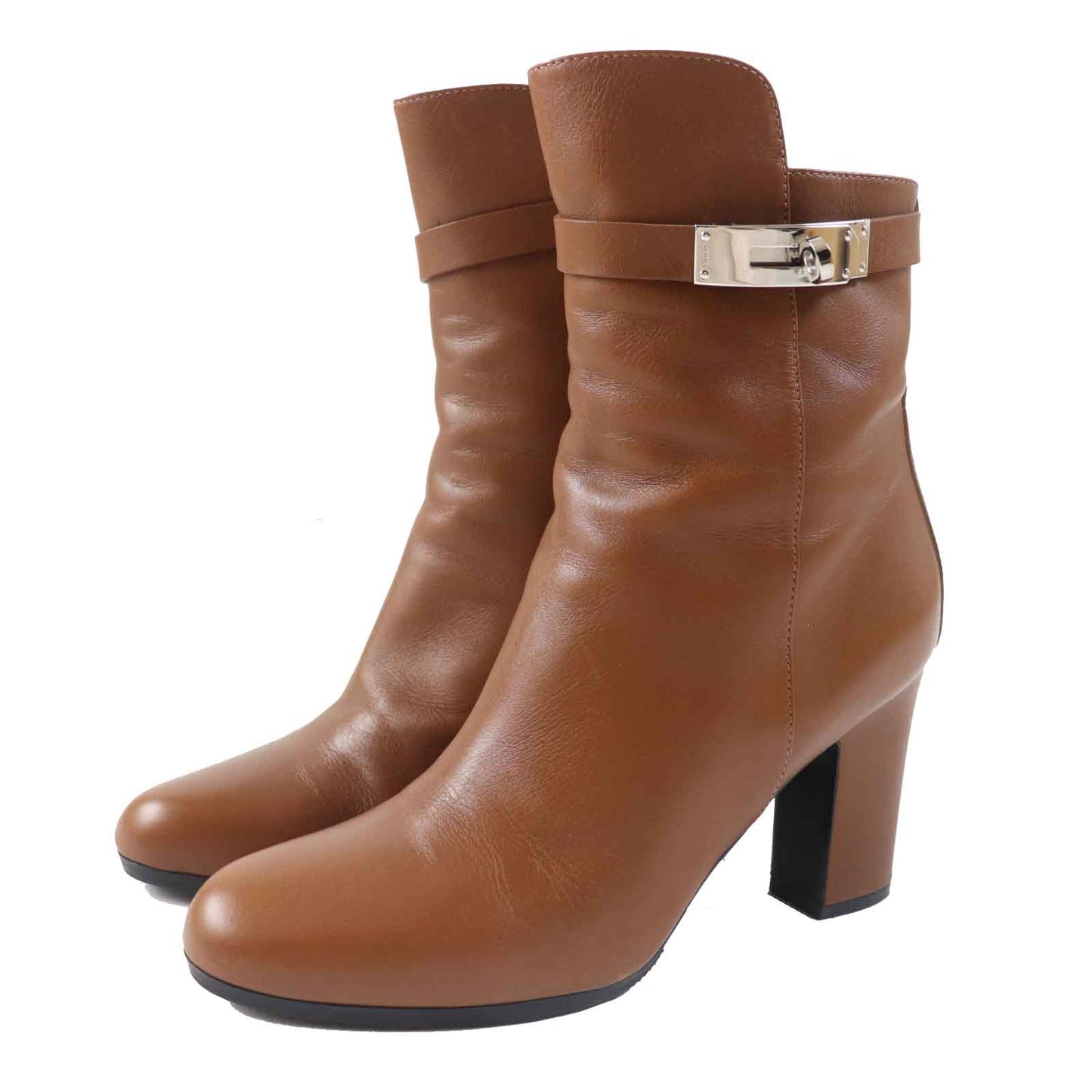 HERMES short boots leather Brown JOUEUSE 38.5