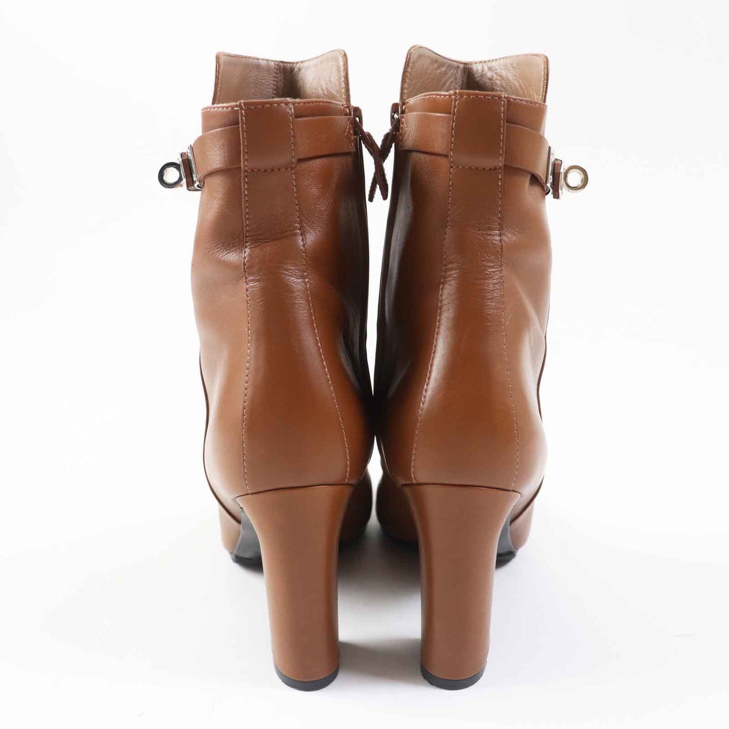 HERMES short boots leather Brown JOUEUSE 38.5