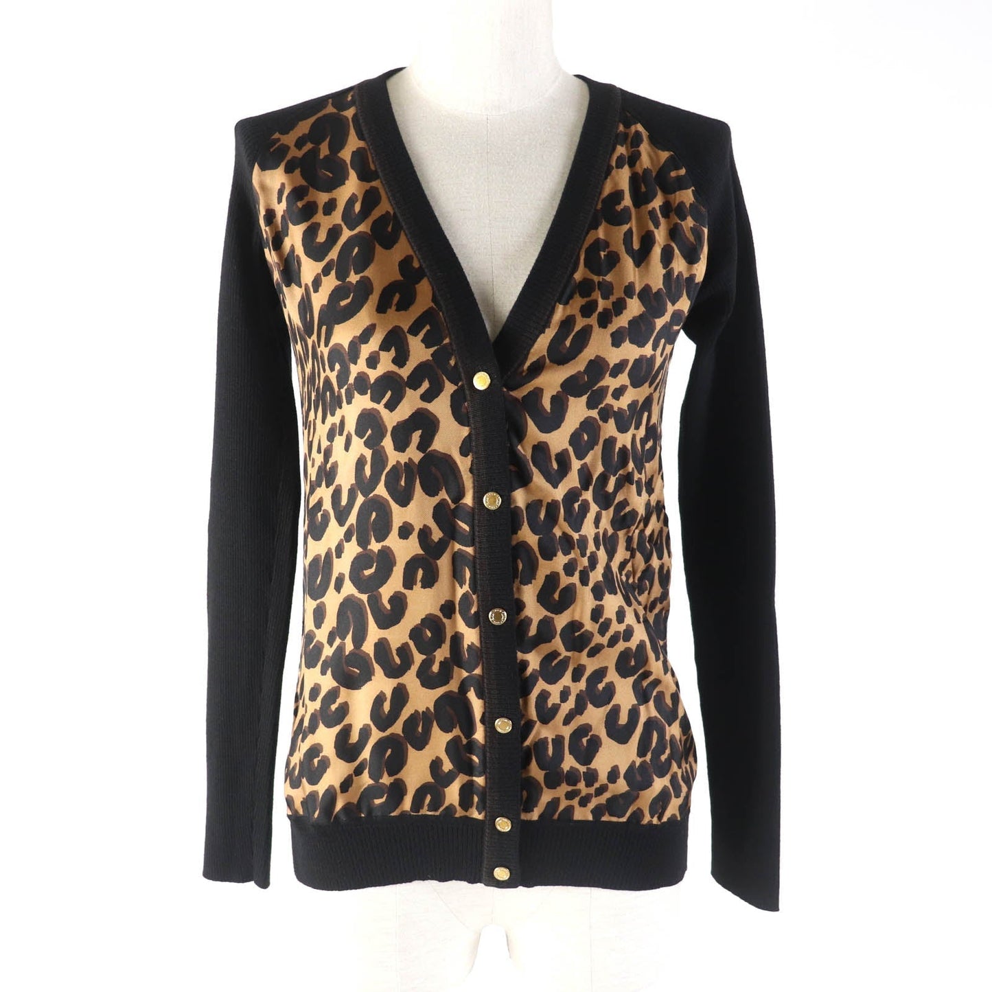 LOUIS VUITTON cardigan wool Black brown XS