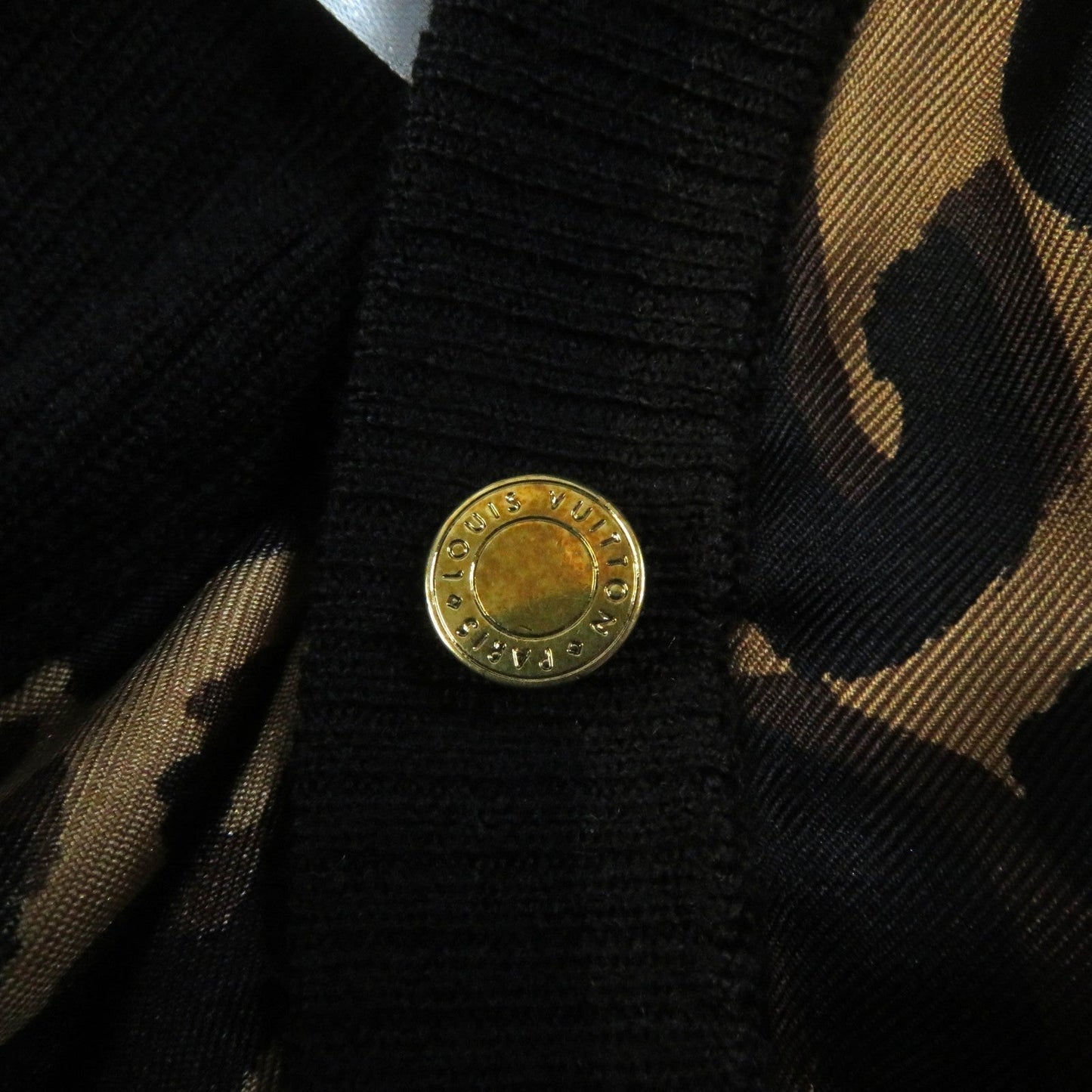 LOUIS VUITTON cardigan wool Black brown XS