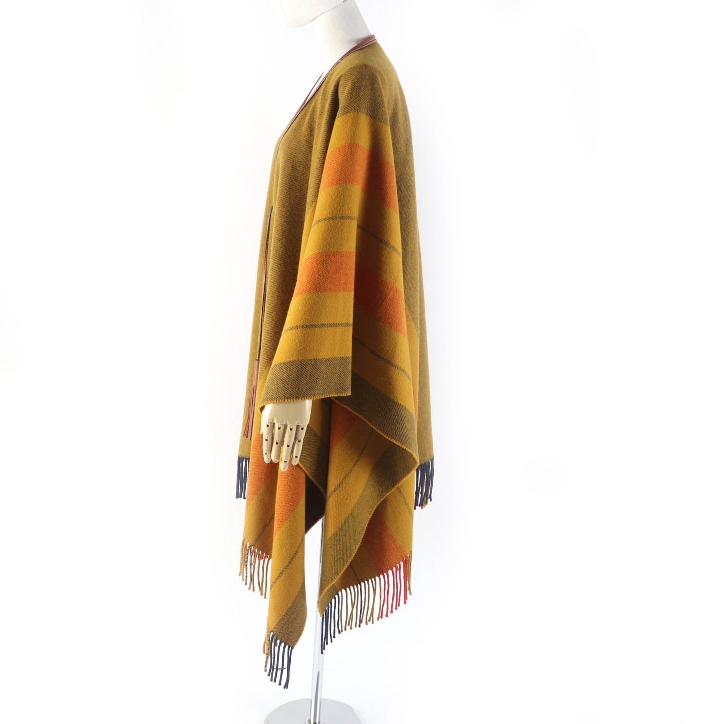 HERMES poncho wool mustard Rocabal
