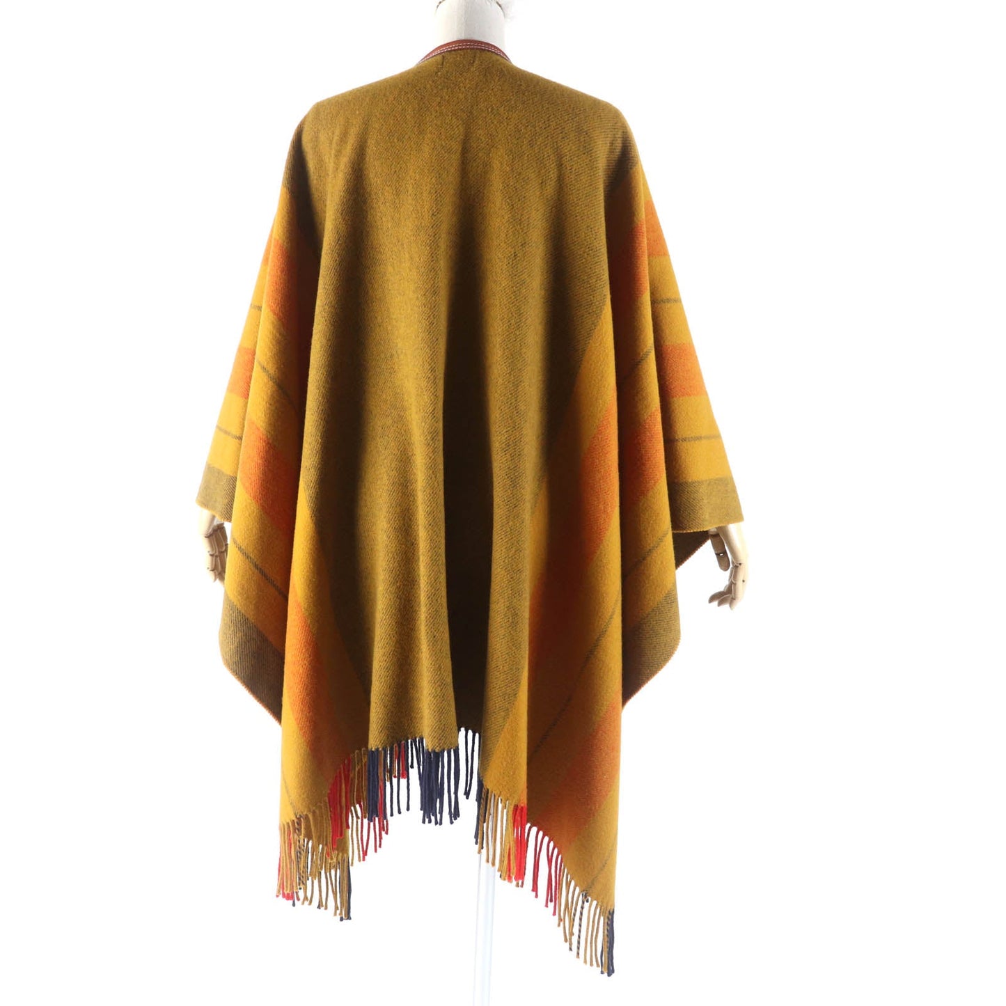 HERMES poncho wool mustard Rocabal
