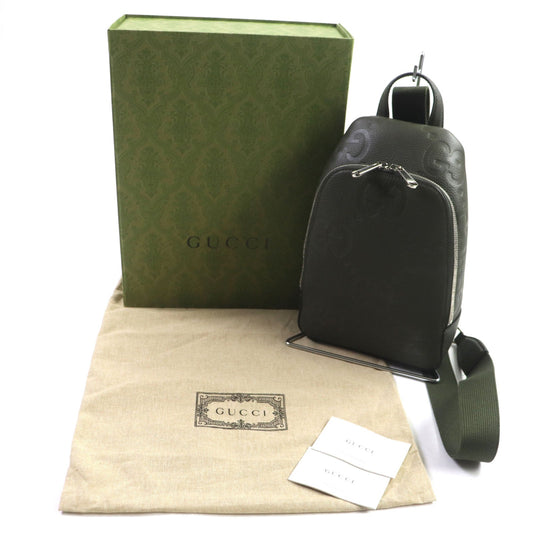 GUCCI Sling bag 766937 leather Khaki (dark green) Jumbo GG