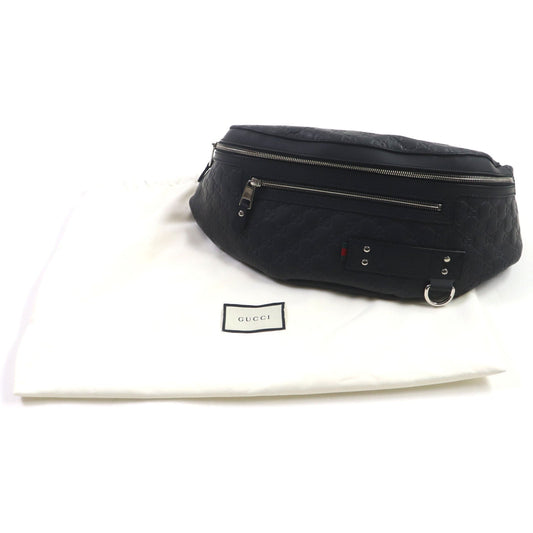 GUCCI Sling bag 246409 Sima leather black Webline Sherryline Guccisima