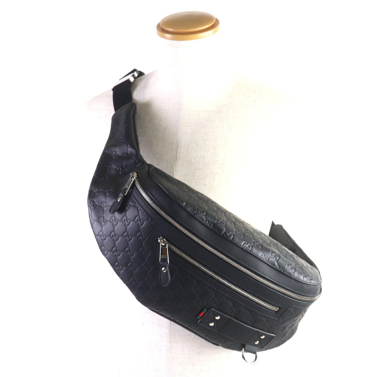 GUCCI Sling bag 246409 Sima leather black Webline Sherryline Guccisima
