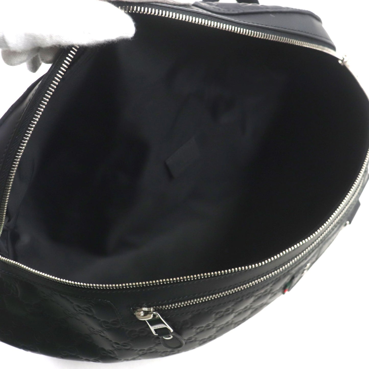 GUCCI Sling bag 246409 Sima leather black Webline Sherryline Guccisima