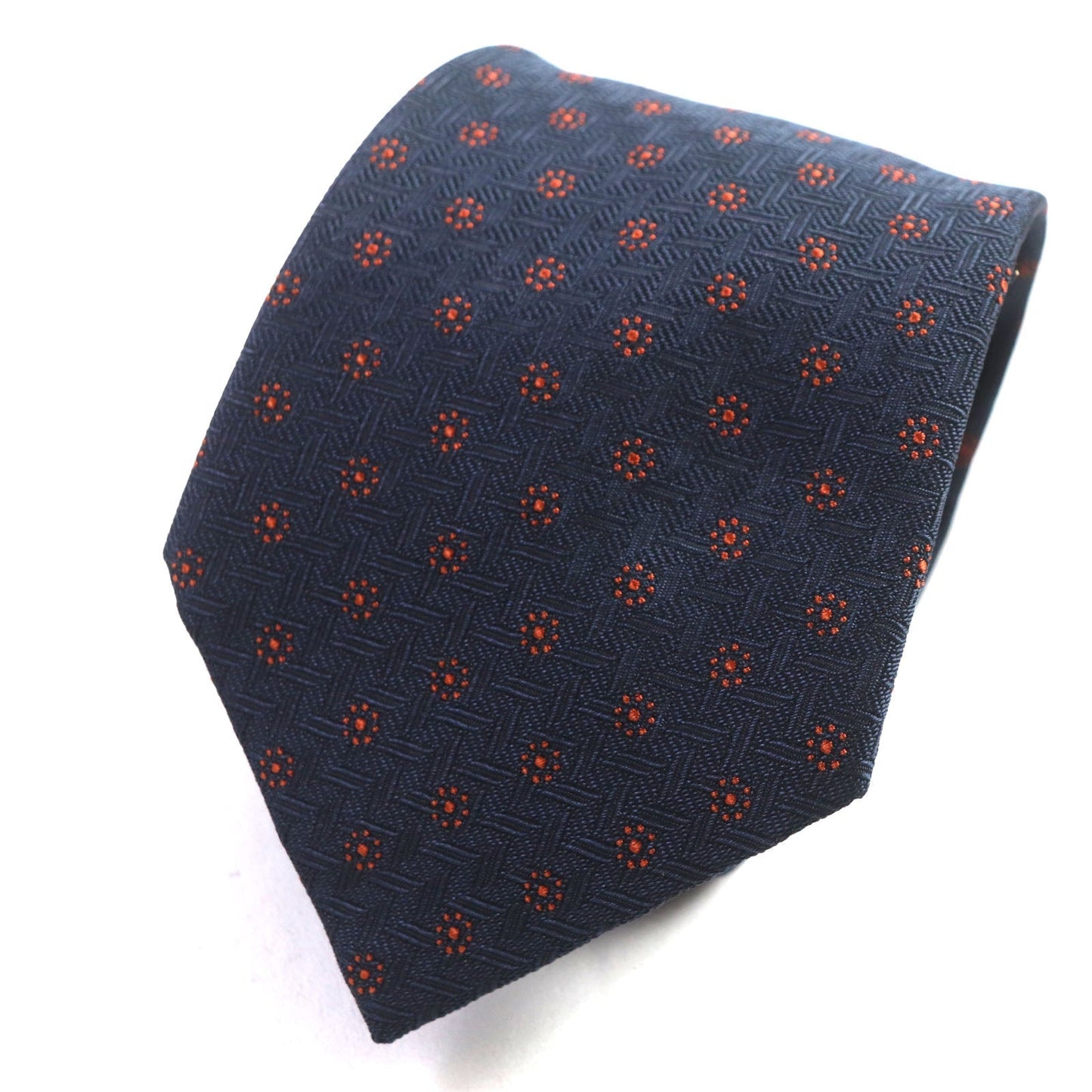 HERMES tie silk Navy orange