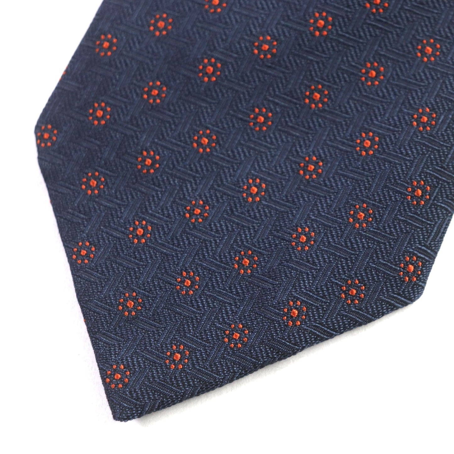HERMES tie silk Navy orange