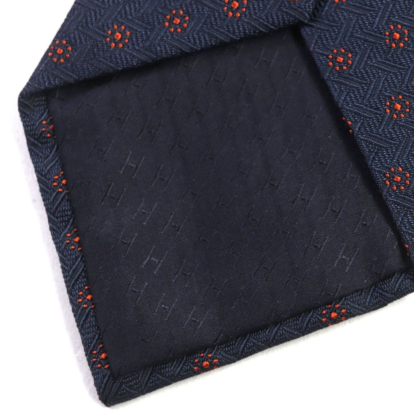 HERMES tie silk Navy orange